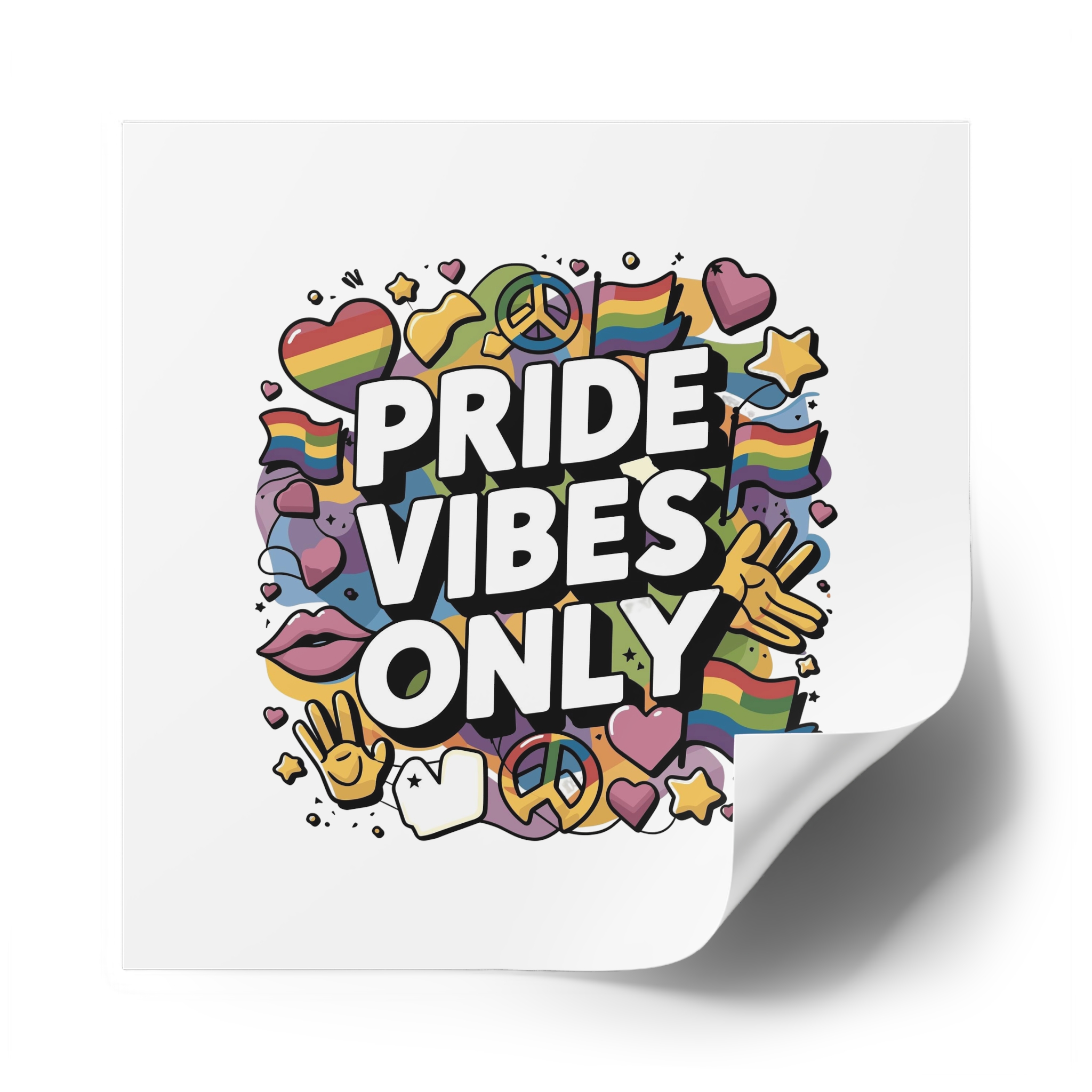 Pride Vibes Only T Shirt Design Isolated White Background Laminate Stickers Square - Image 50