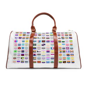 Colorful Lgbtq Pride Flags Collection Chart Representing Diverse Gender Sexual Identities Waterproof Travel Bag
