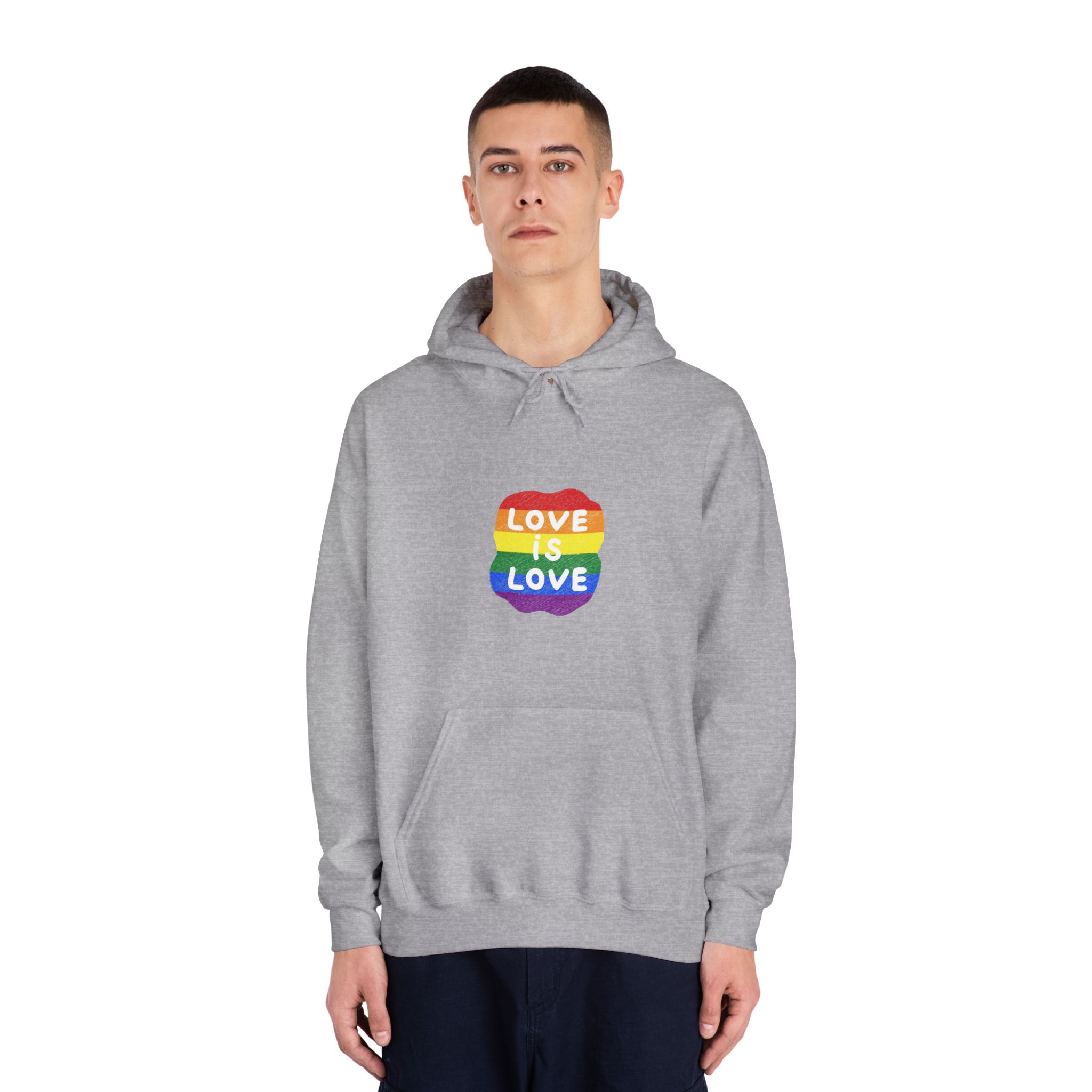 Love Is Love Lgbtq Pride Rainbow Poster Slogan Unisex Dryblend Hooded Sweatshirt - Image 15