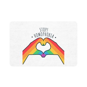 Stop Homophobia 17 May Lgbt Pride Heart Hand Rainbow Color Poster Sticker Symbol Vector Pet Food Mat 12x18