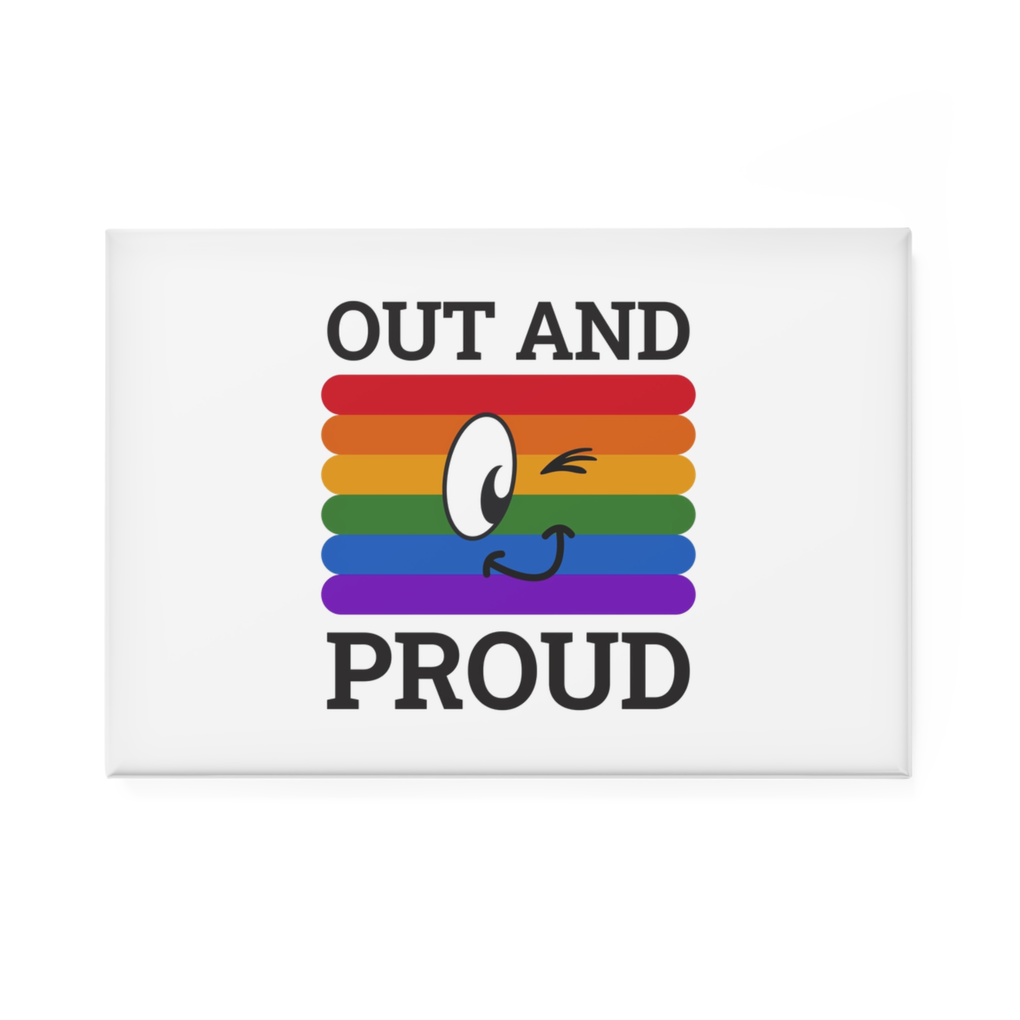 Out Proud Lgbtq Pride Month Quote Book Lover Rainbow Flag Hand Drawn Art White Background Button Magnet Rectangle 1 And 10 Pcs