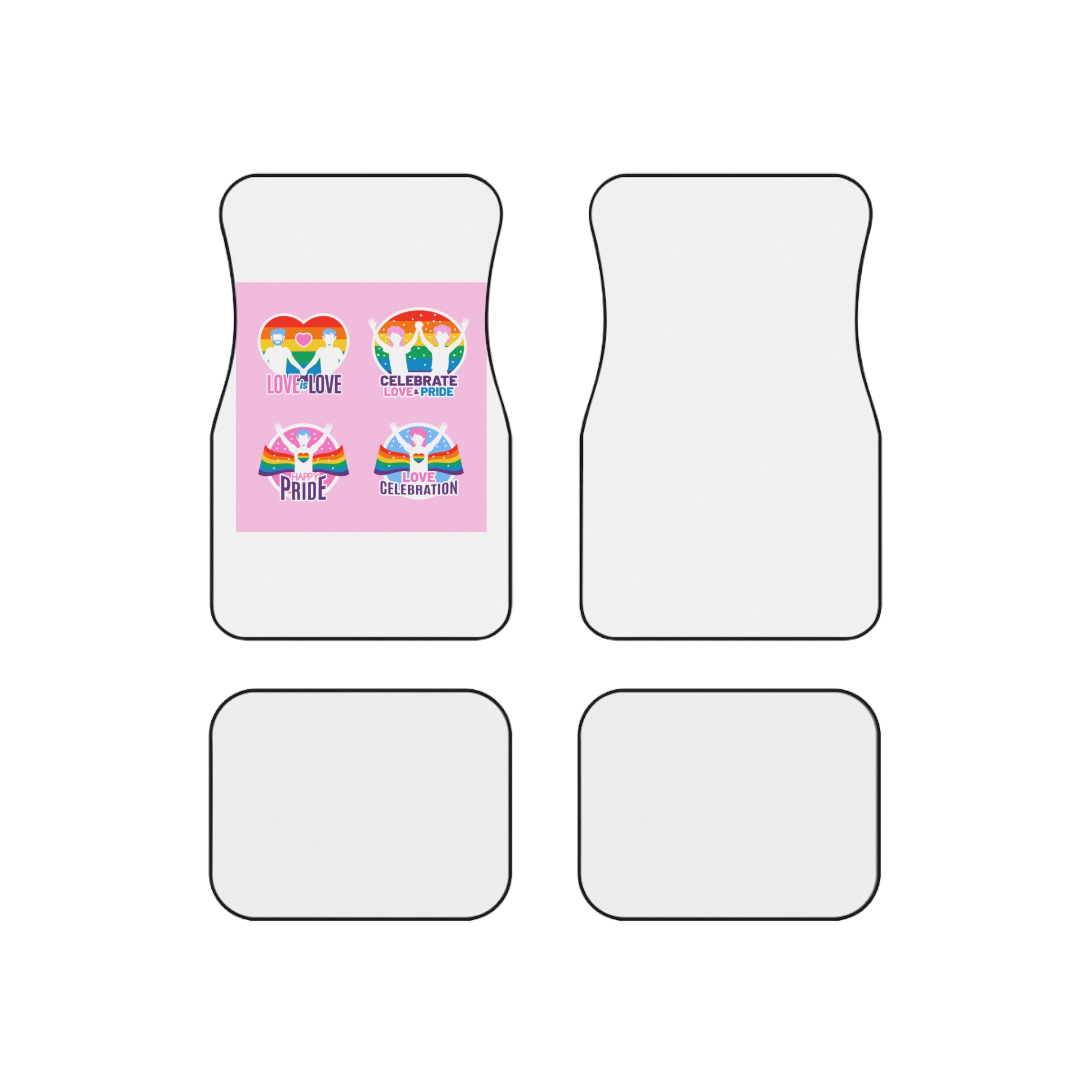 Pride Day Neon Badges Car Mats Set Of 4