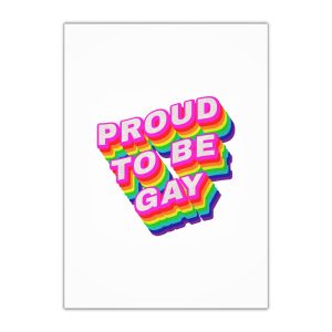 Rainbow Word Proud Be Gay Typography Design Element Gift Wrapping Paper Sheets 1pc
