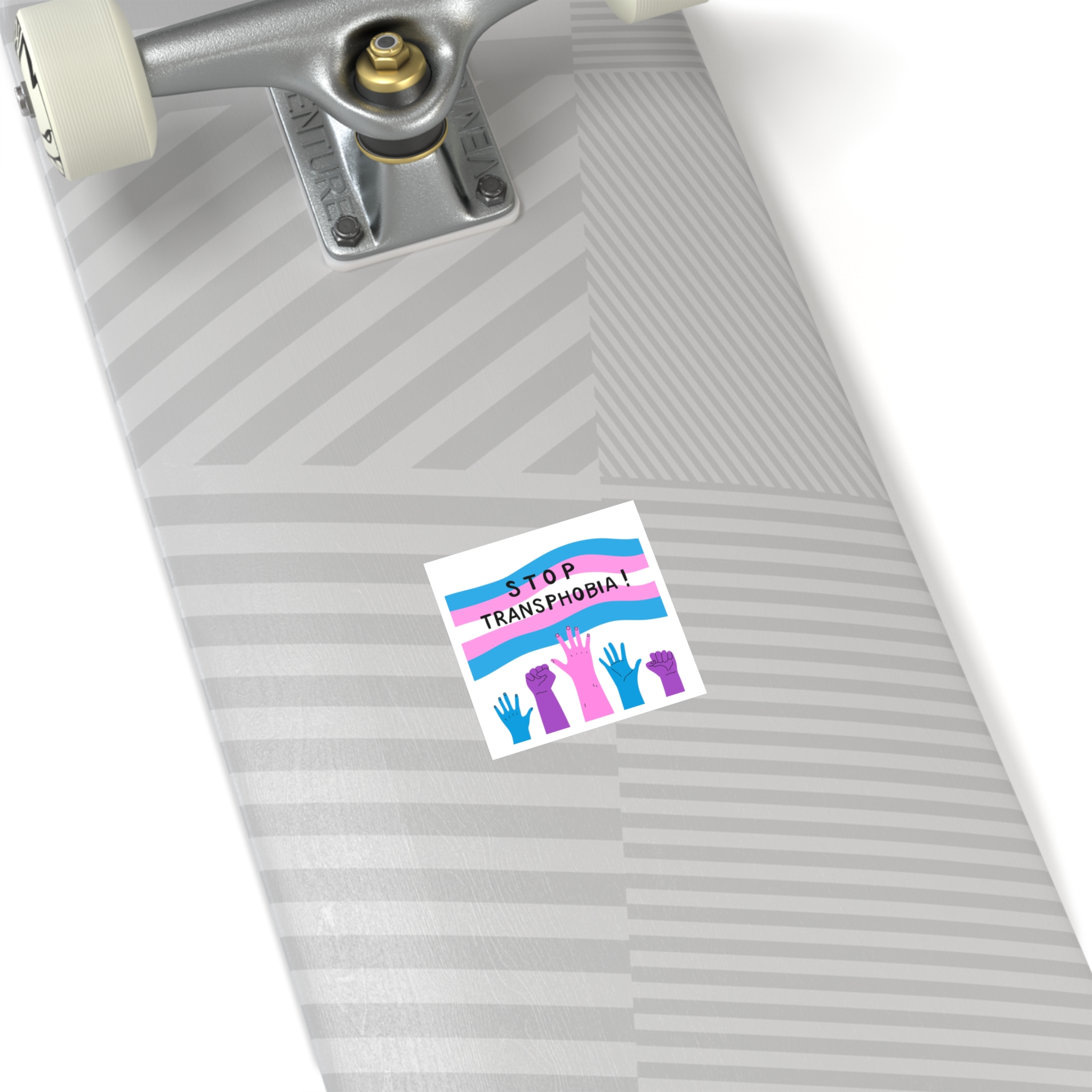 Hand Drawn Stop Transphobia Concept Illustration Laminate Stickers Square - Image 16