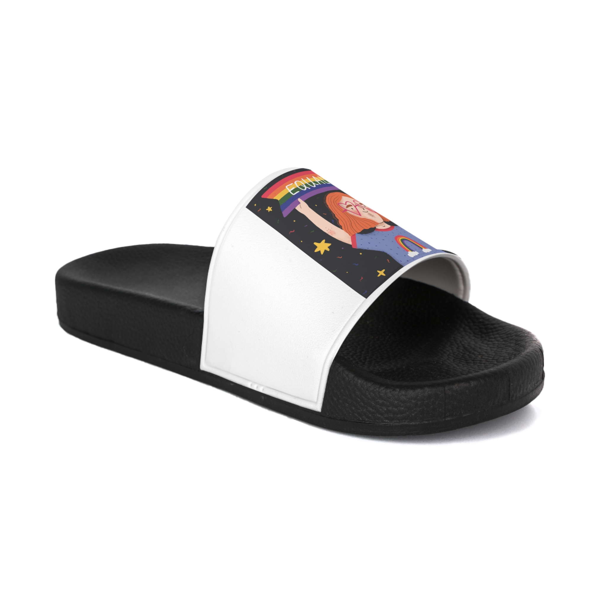 Pride Day Concept Equality Message Mens Slide Sandals - Image 2
