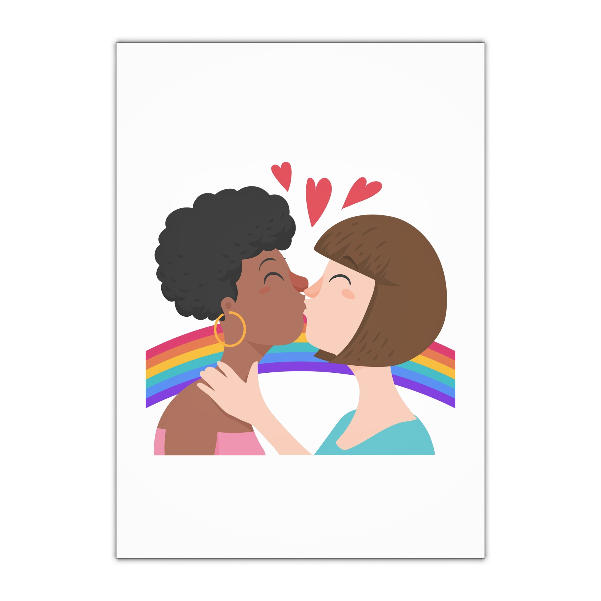 Flat Design Lesbian Kiss Illustrated Gift Wrapping Paper Sheets 1pc