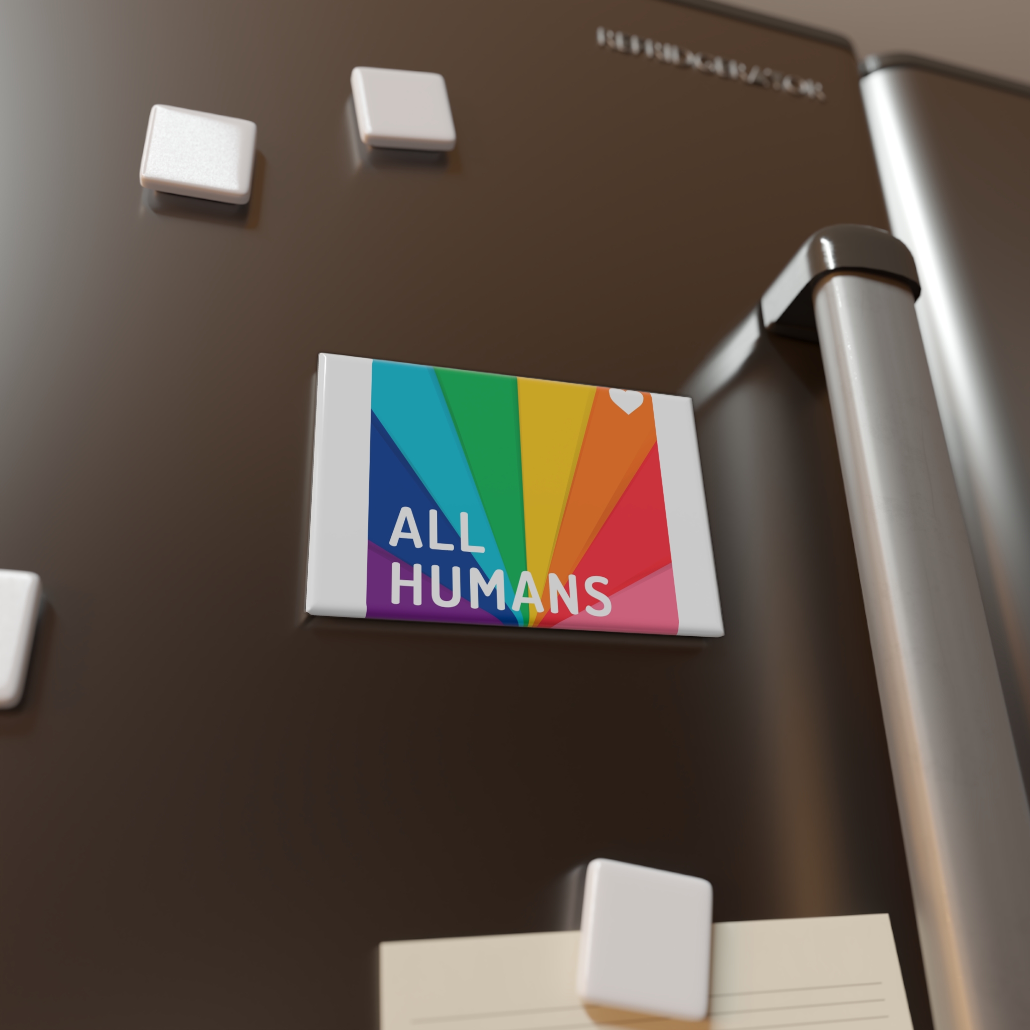 Rainbow Colored Background With All Humans Concept Pride Month Button Magnet Rectangle 1 And 10 Pcs - Image 4