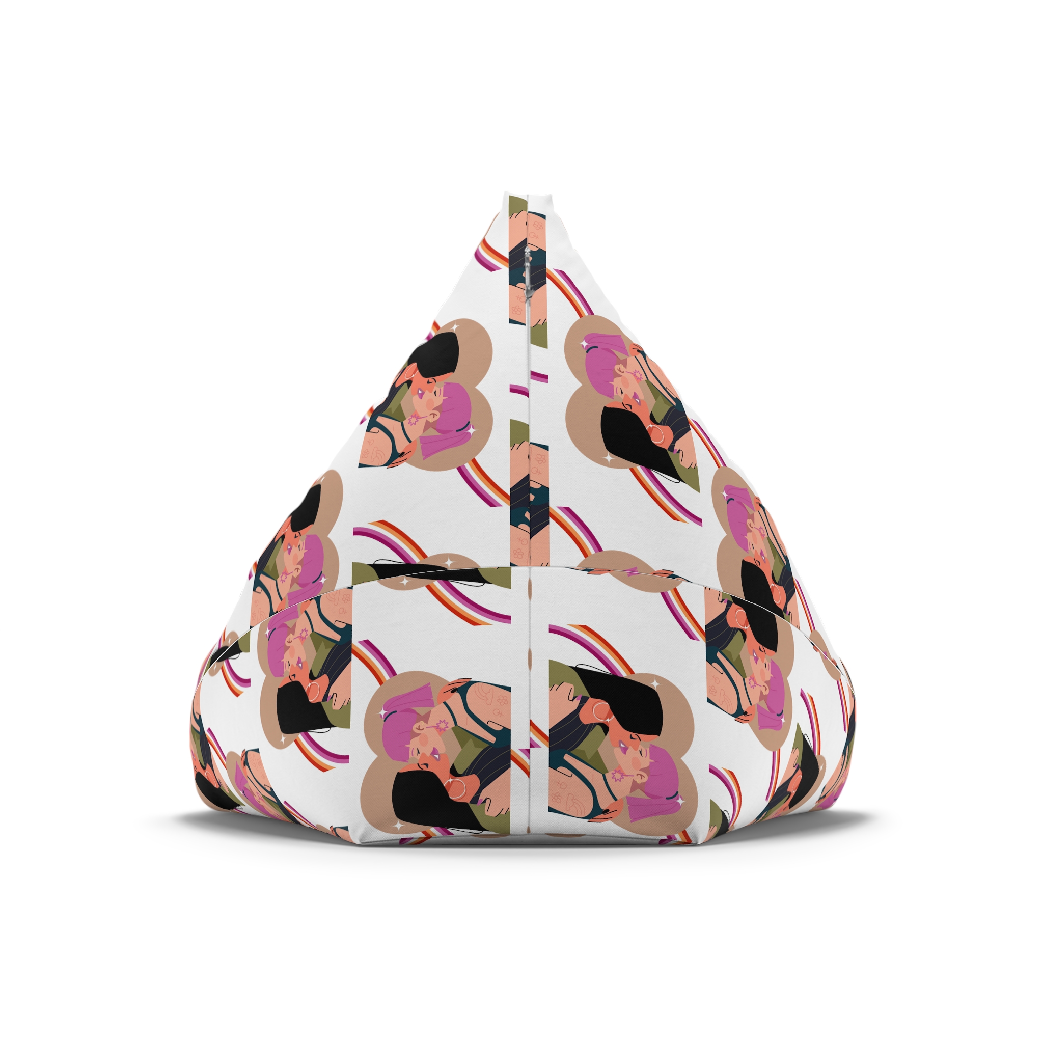 Hand Drawn Lesbian Kiss Bean Bag Chair Cover - Image 6