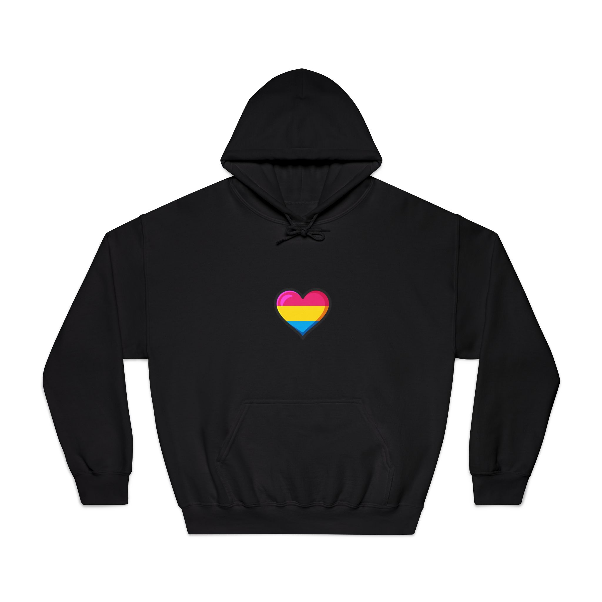 Pansexual Pride Flag Heart Shape Vector Illustration Unisex Dryblend Hooded Sweatshirt - Image 9