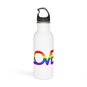 Inscription Love With Colors Lgbt Flag Vector Illustration Stainless Steel Water Bottle