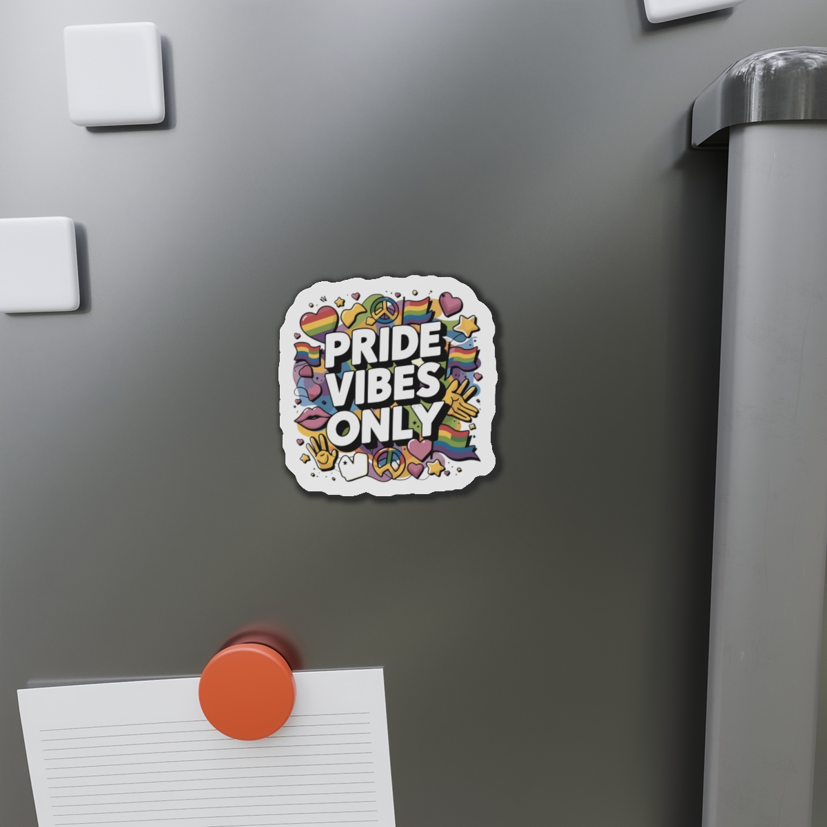Pride Vibes Only T Shirt Design Isolated White Background Die Cut Magnets - Image 8