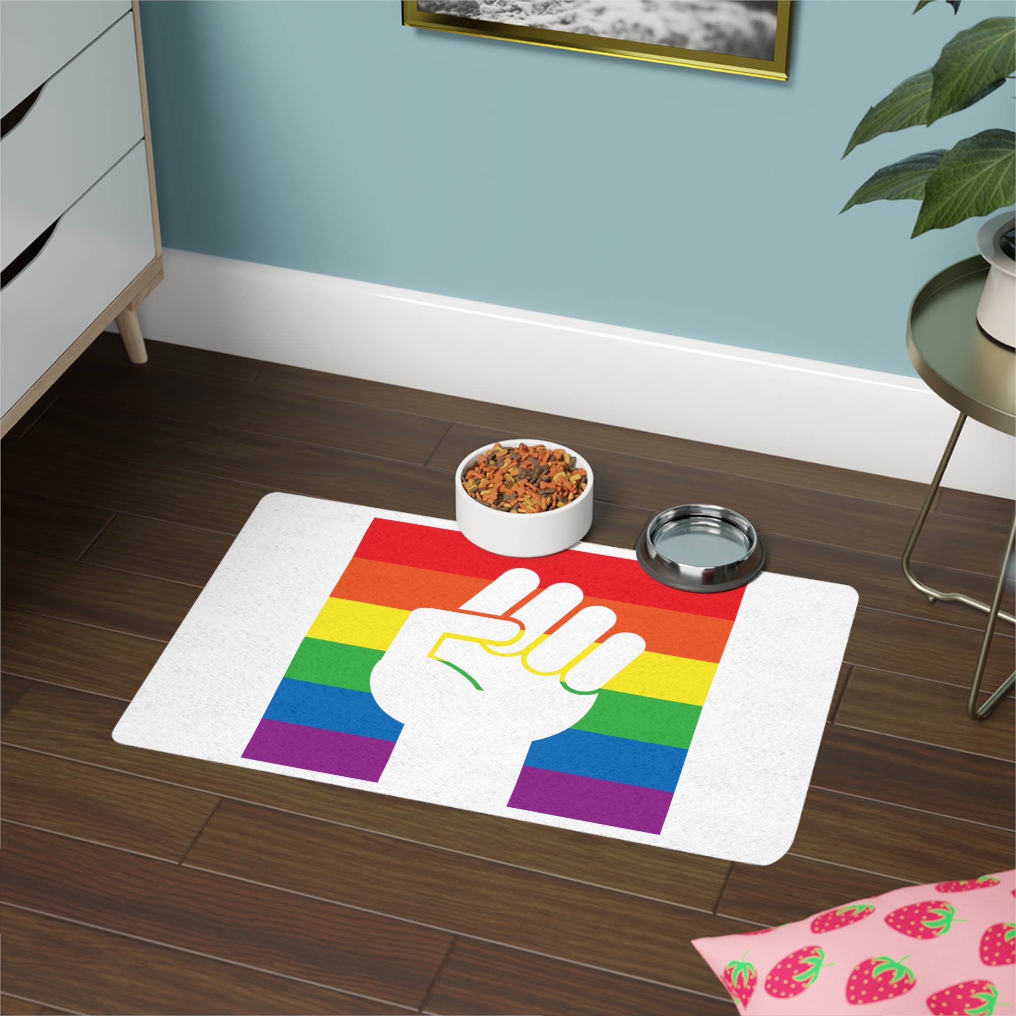 Lgbt Hand Flat Pet Food Mat 12x18 - Image 4