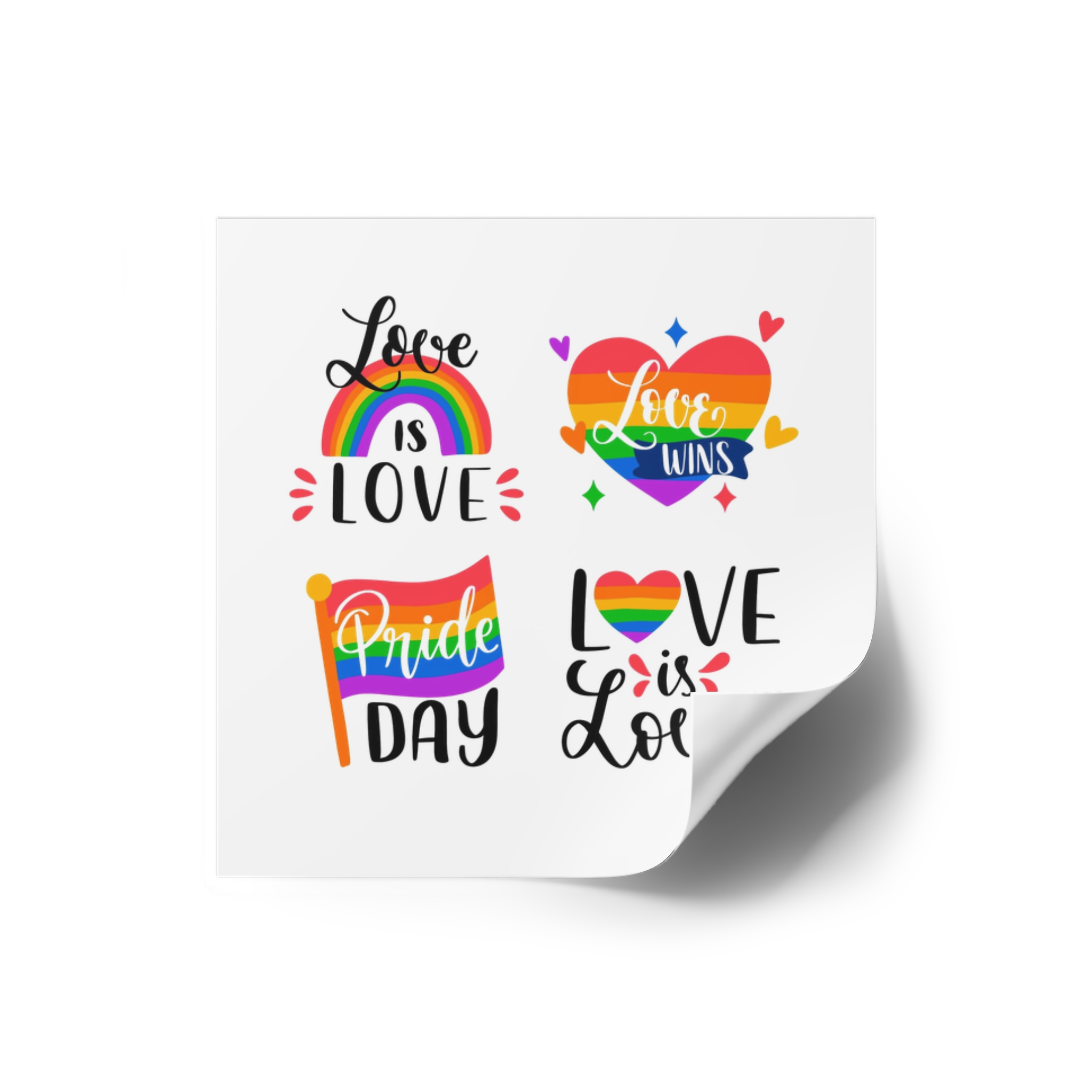 Hand Drawn Pride Day Label Collection Laminate Stickers Square - Image 14