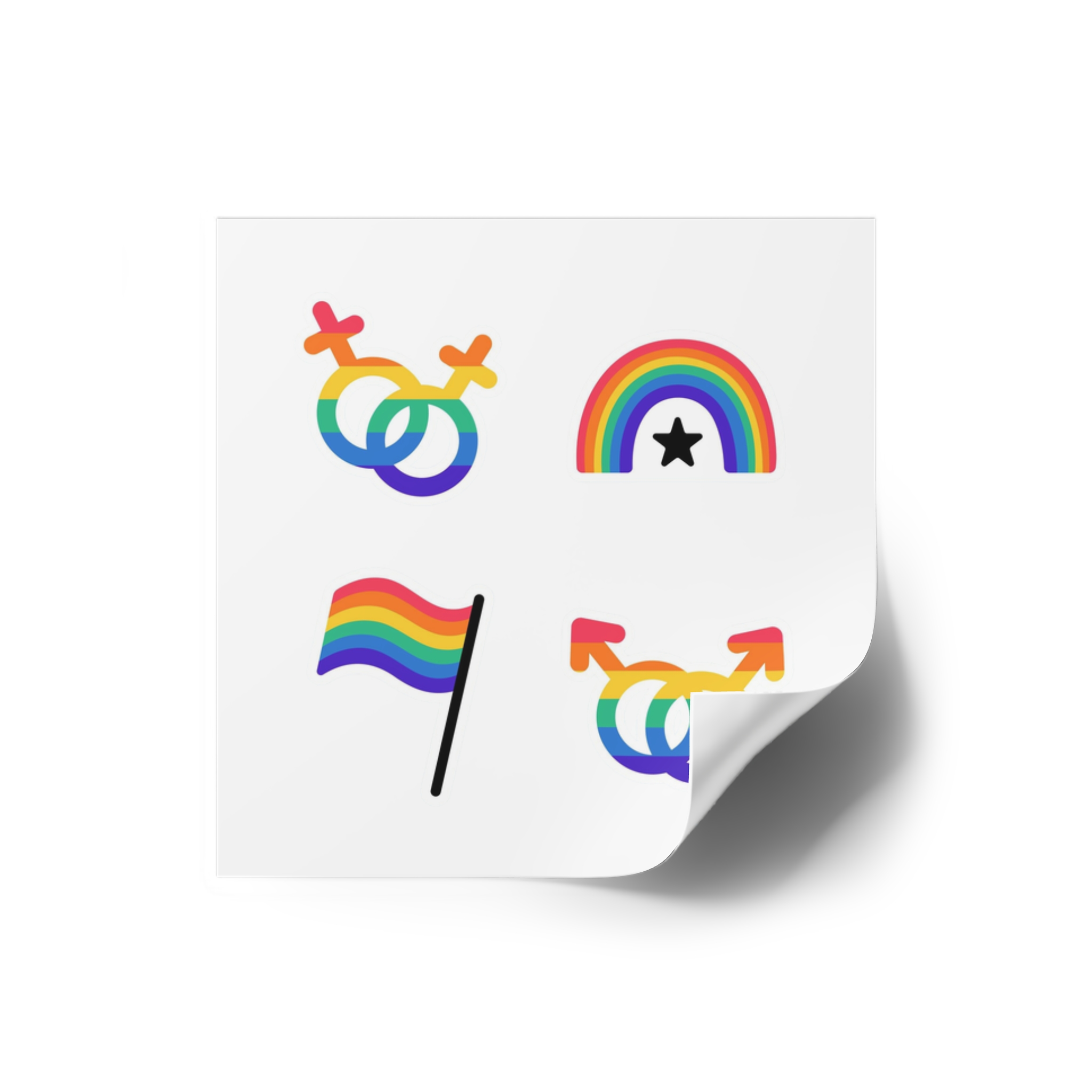 Lgbt Stickers Doodle Style Lgbtq Set Lgbt Pride Community Symbols Rainbow Colored Elements Flag Heart Rainbow Laminate Stickers Square - Image 66