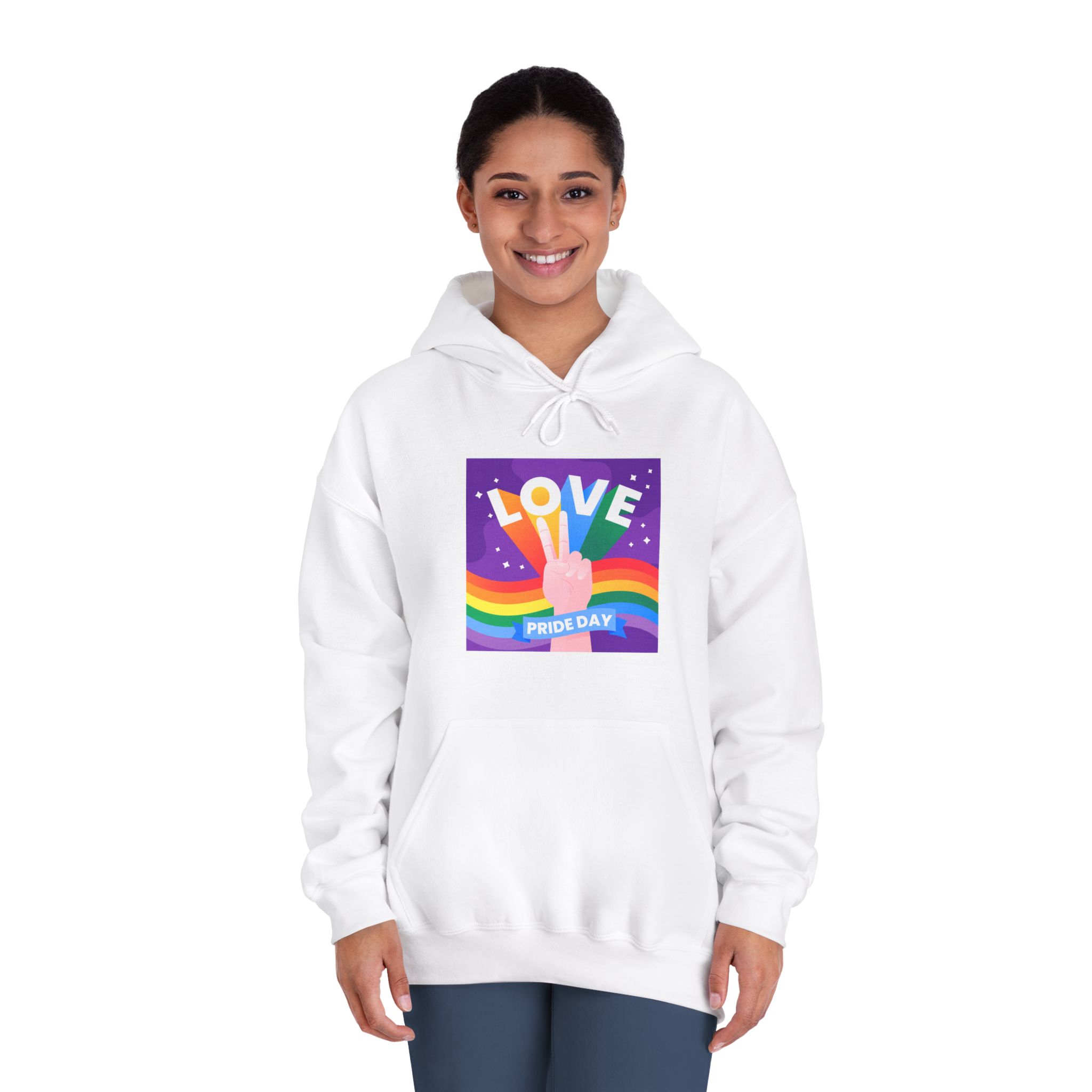 Pride Day Event Message Design Unisex Dryblend Hooded Sweatshirt - Image 4