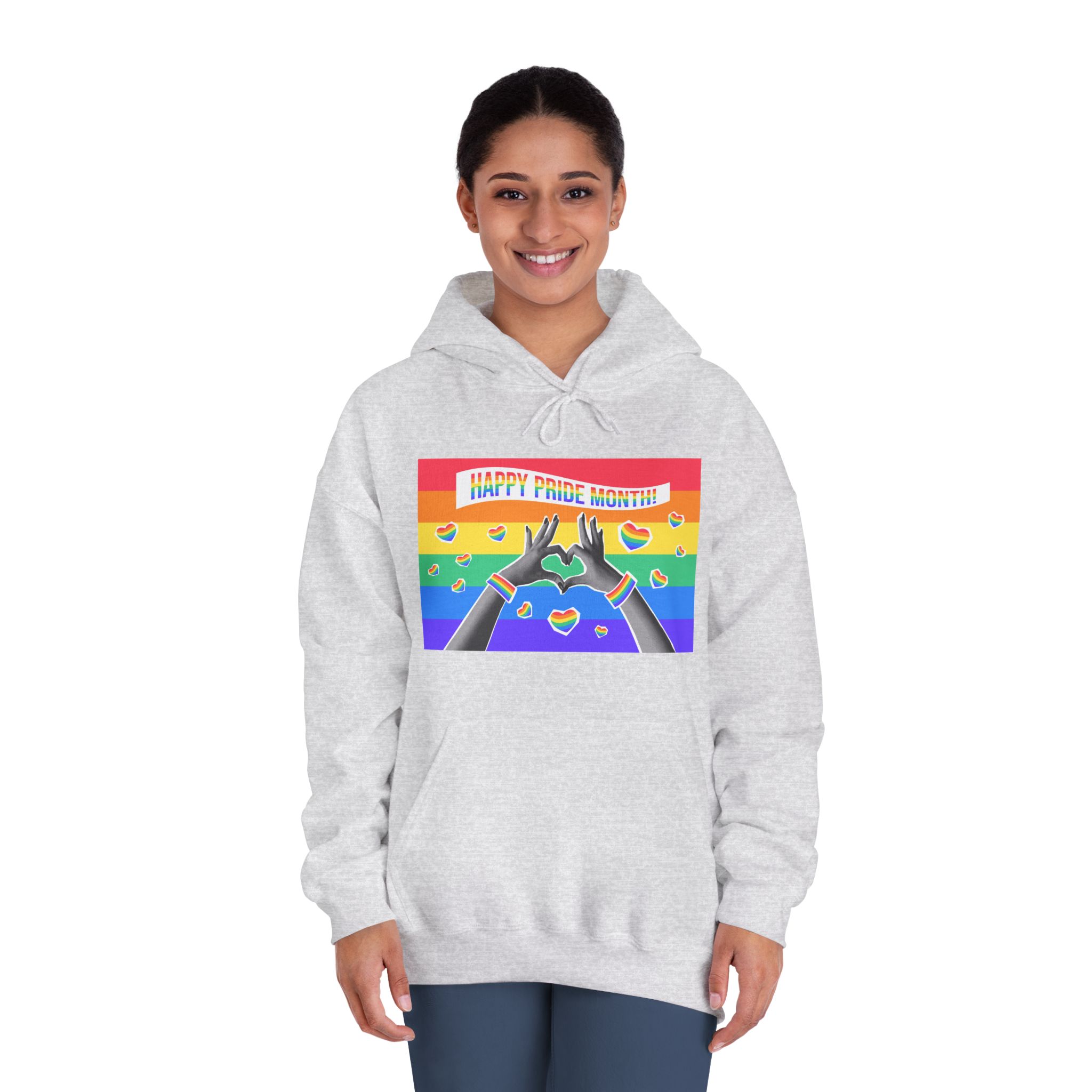 Lgbtq Pride Month Card Y2k Style Trendy Retro Collage Halftone Hands Unisex Dryblend Hooded Sweatshirt - Image 8