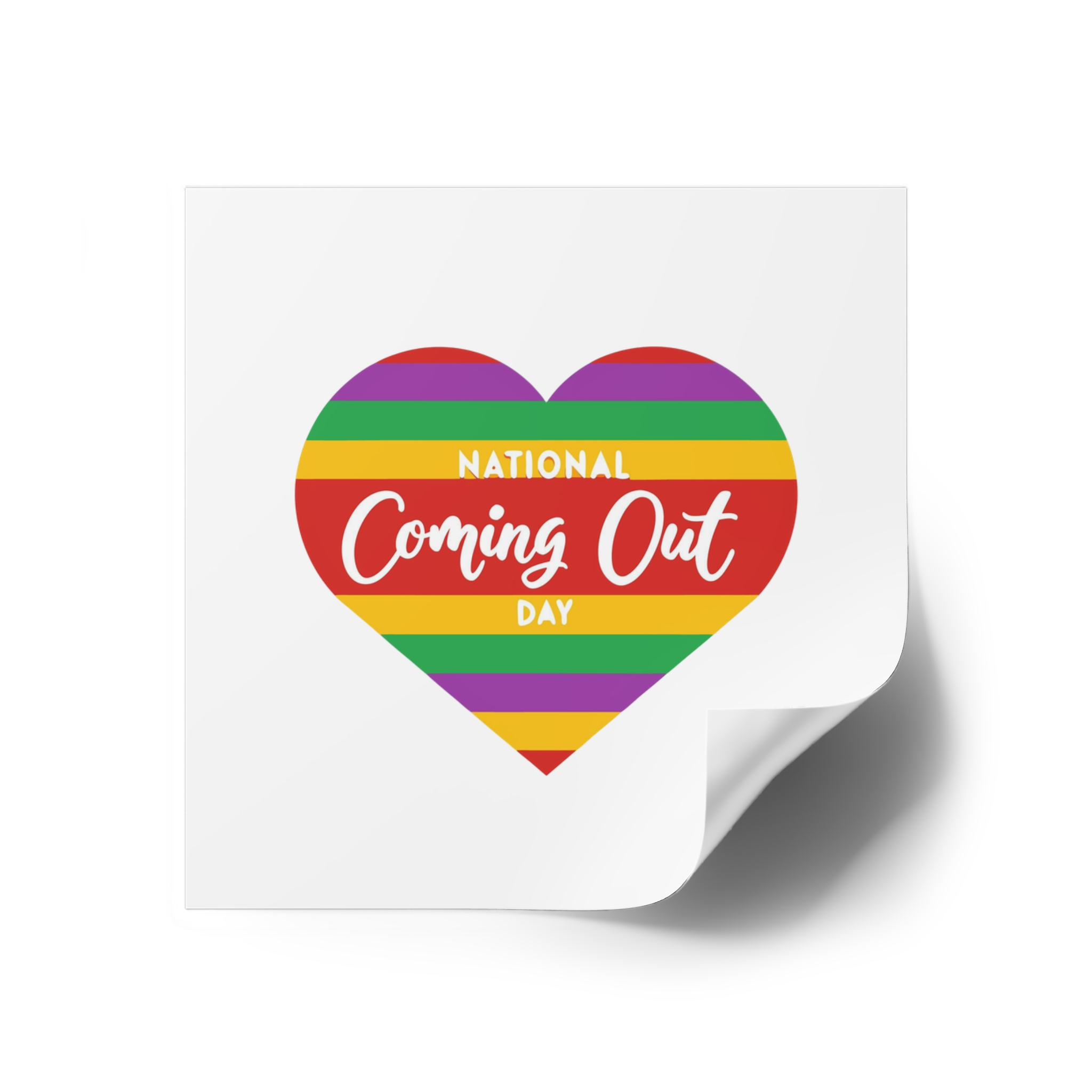 National Coming Out Day Rainbow Heart With Text Pride Lgbtq Laminate Stickers Square - Image 22