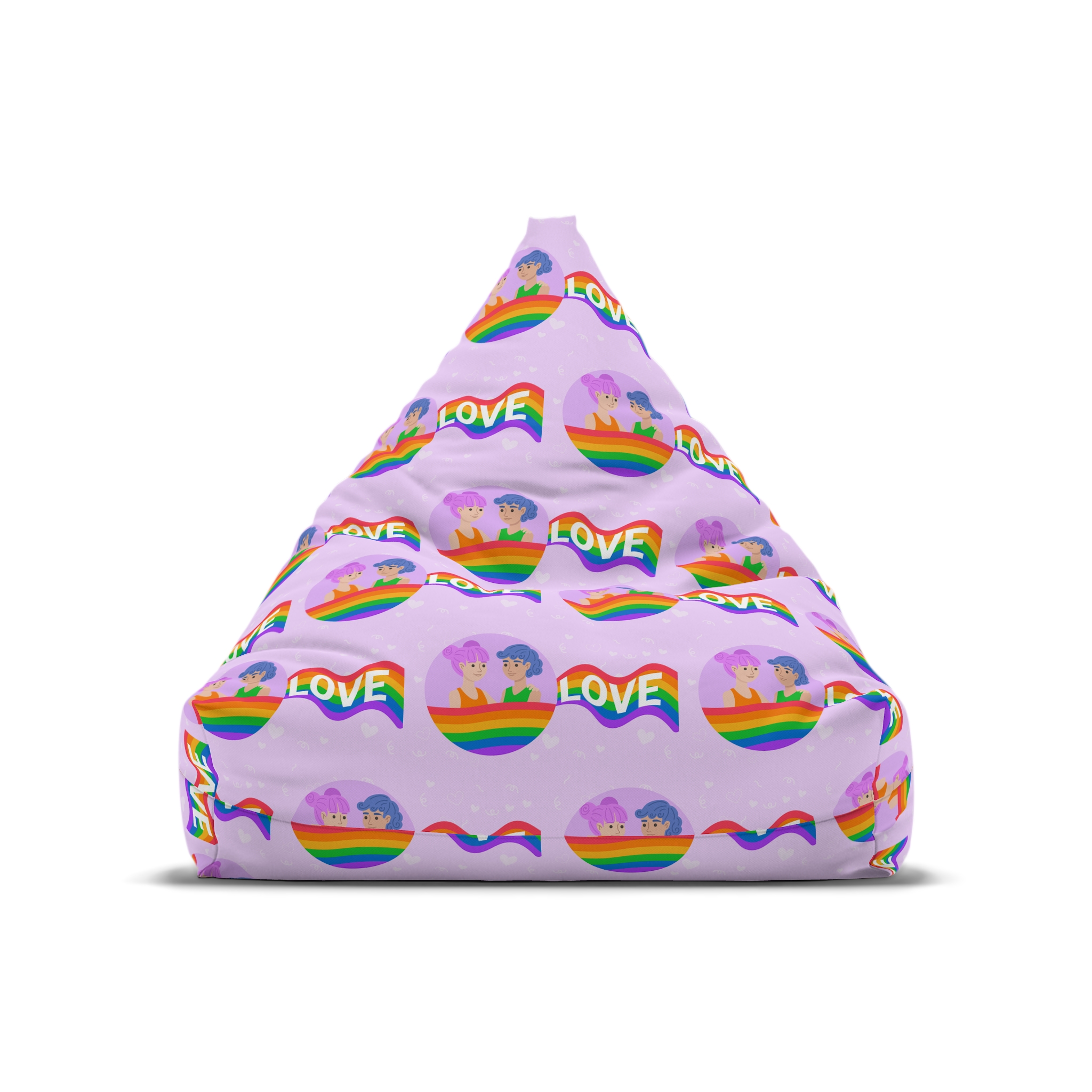 Joyful Group Holding Waving Pride Flag Bean Bag Chair Cover - Image 5