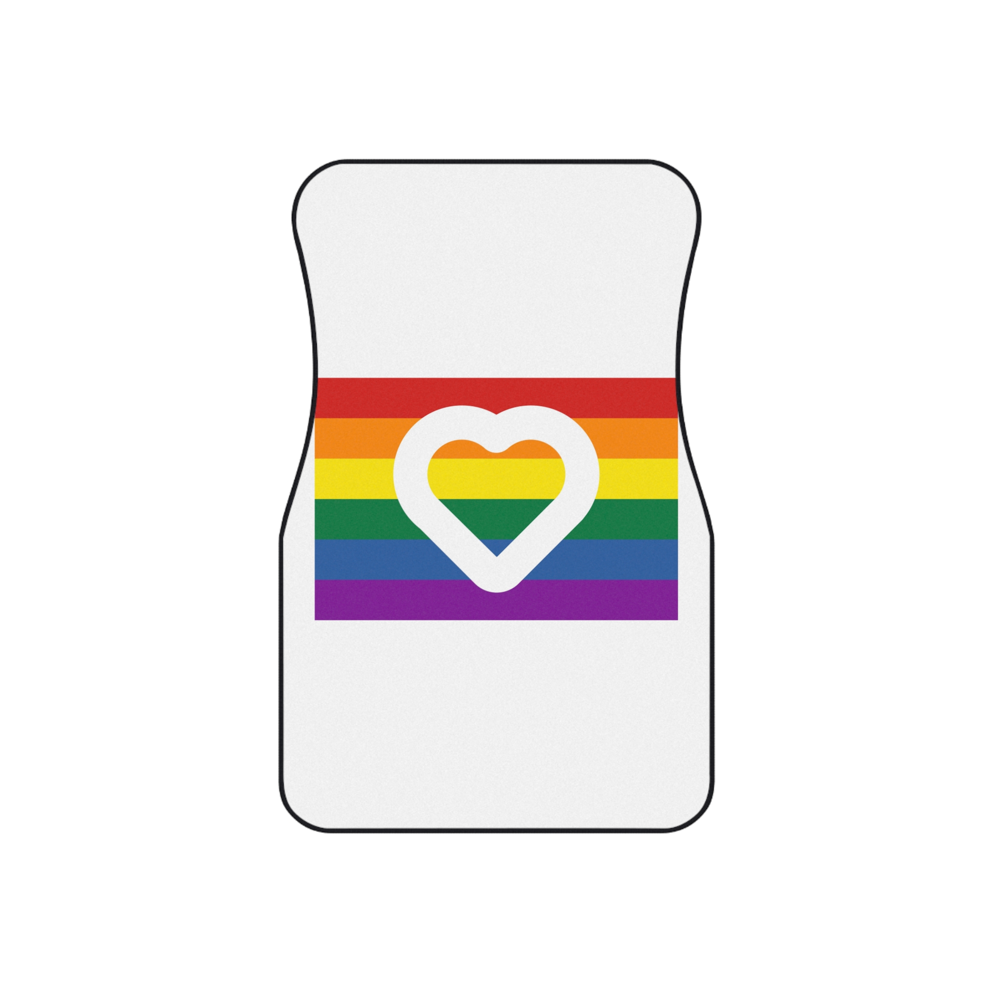 Pride Flag White Heart Shape Icon Inside Vector Illustration Car Mats Set Of 4 - Image 2