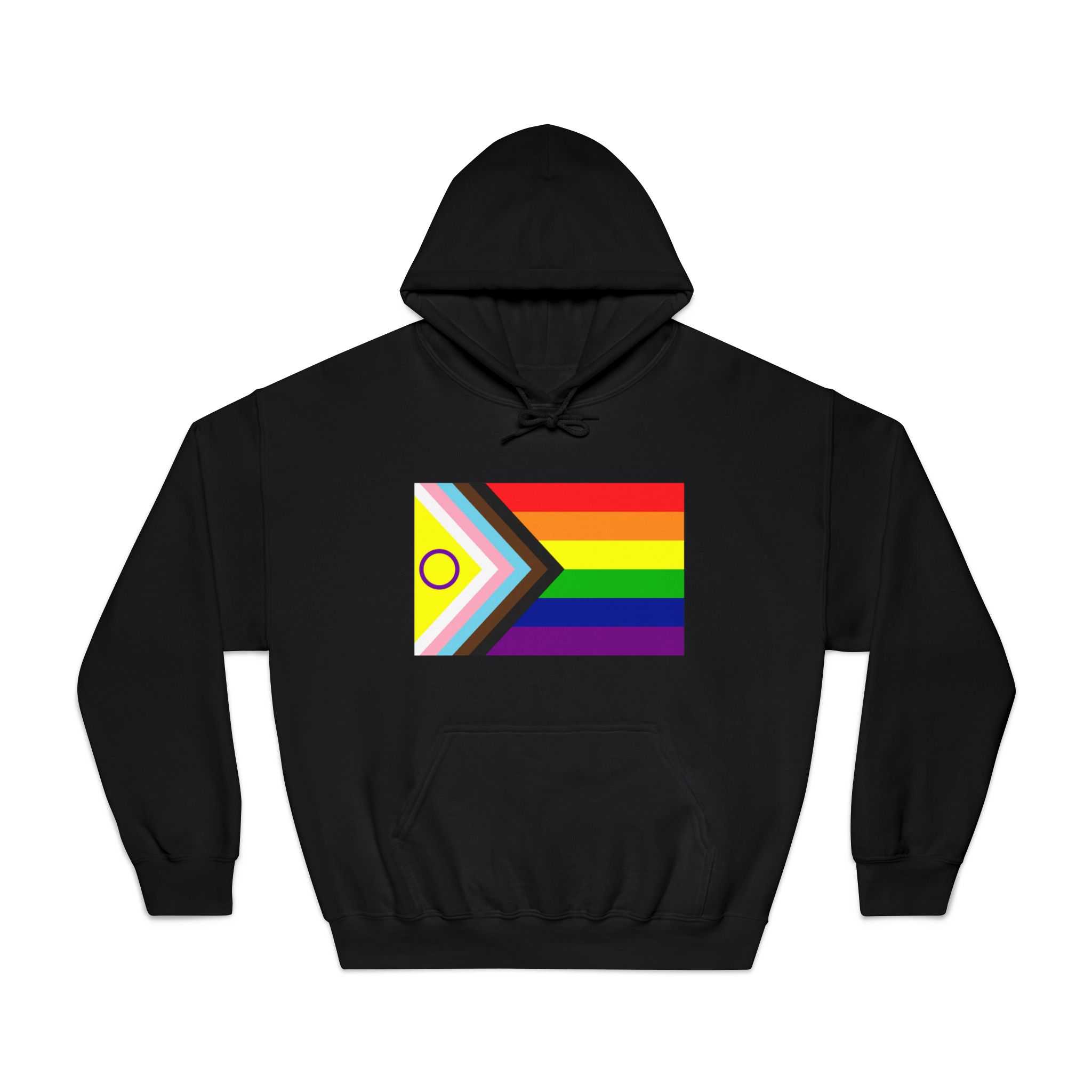 Lgbtq Pride Flag New Lgbtq Pride Flag Vector Updated Intersex Inclusive Progress Pride Flag Unisex Dryblend Hooded Sweatshirt - Image 9