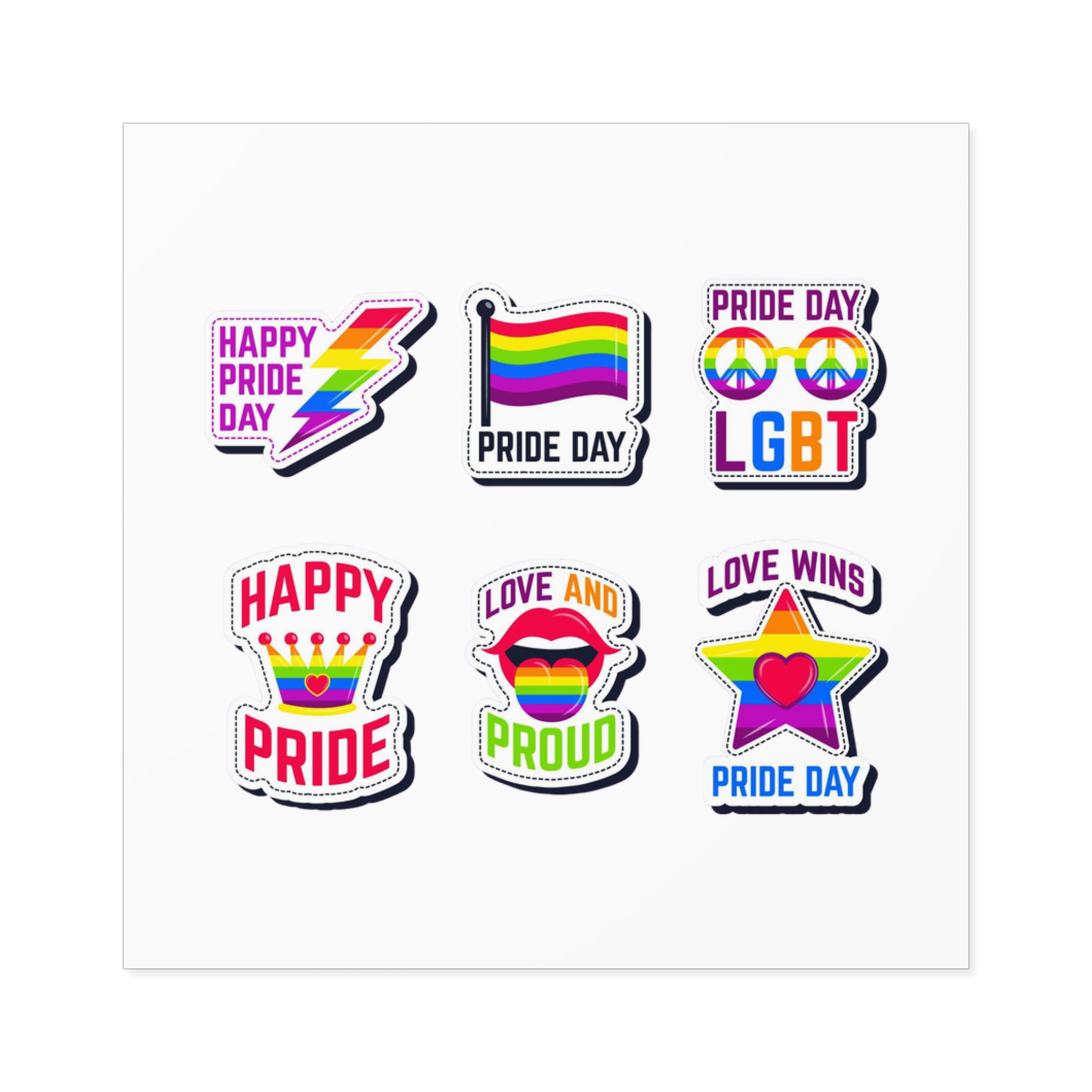 Label Collection With Pride Day Theme Laminate Stickers Square - Image 29