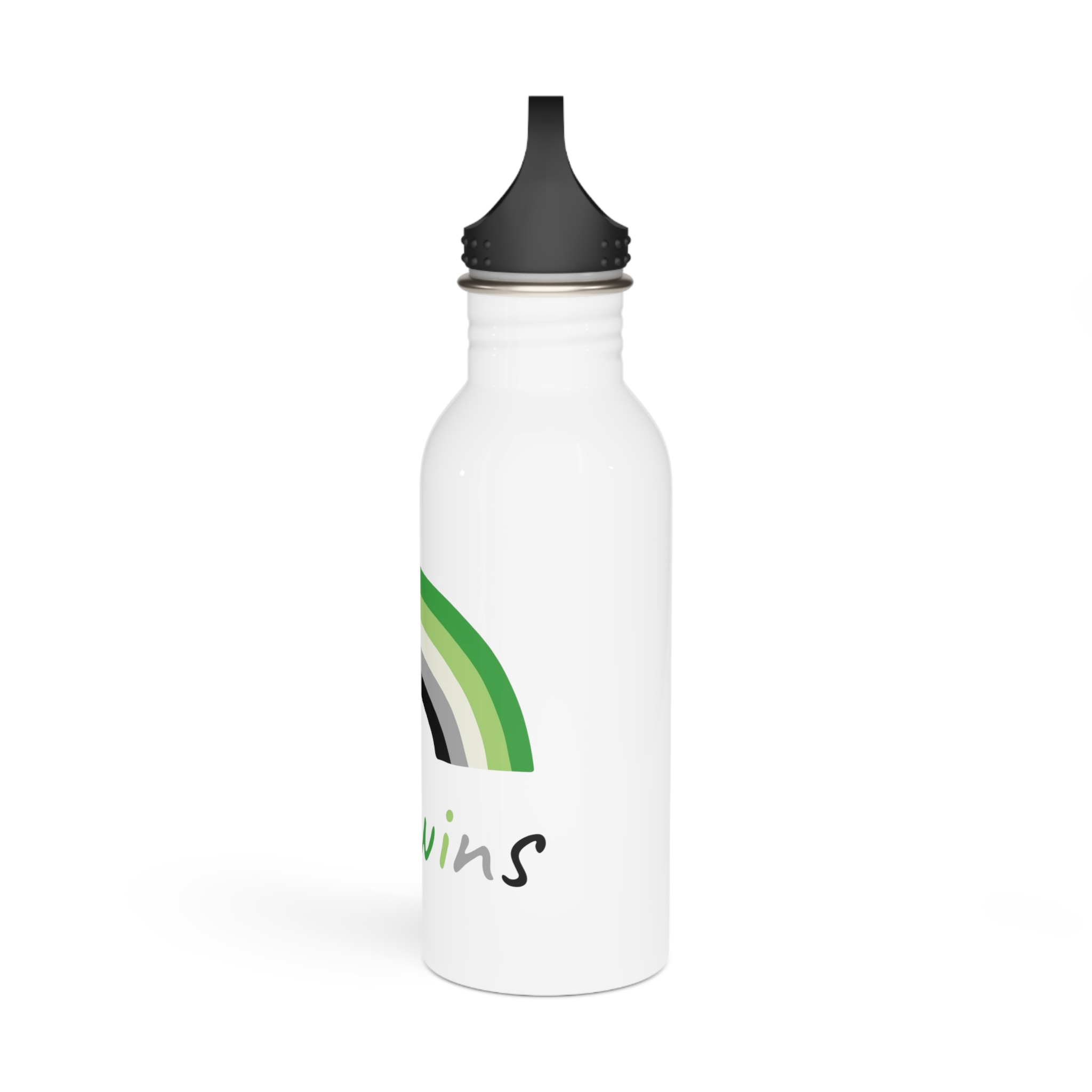 Colorful Rainbow Shape Aromantic Pride Flag Happy Pride Day Lgbtqia Community Pride Month Vector Hand Drawn Doodle Posters Stickers Logo Cards Stainless Steel Water Bottle - Image 4