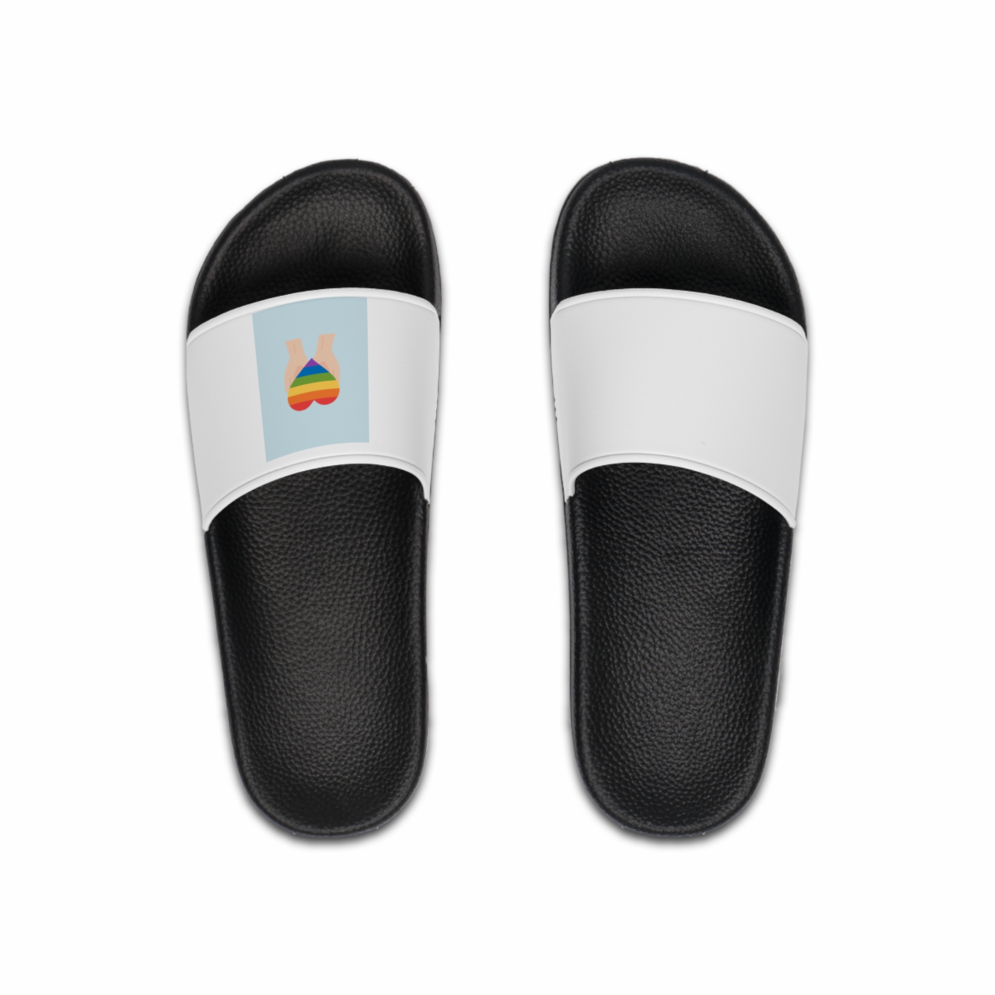 Pride Lgbt Card Support Love Poster That Says Rainbow Heart It Mens Slide Sandals
