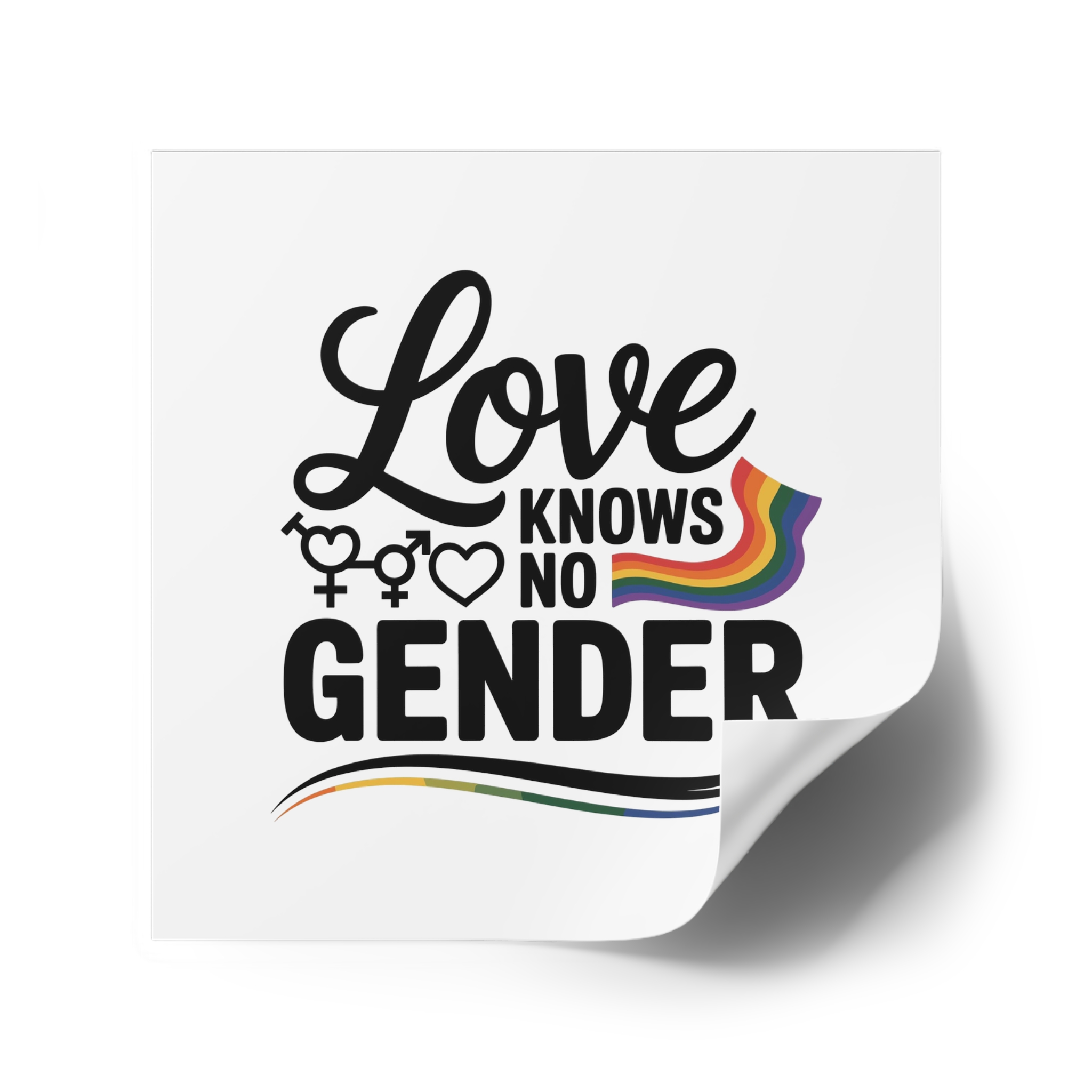 Love Knows No Gender T Shirt Design Isolated White Background Laminate Stickers Square - Image 42