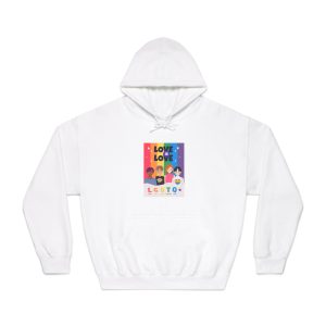 Lgbtq Pride Month Poster Vector With Diverse Characters Rainbow Celebrate Love Inclusivity Unisex Dryblend Hooded Sweatshirt