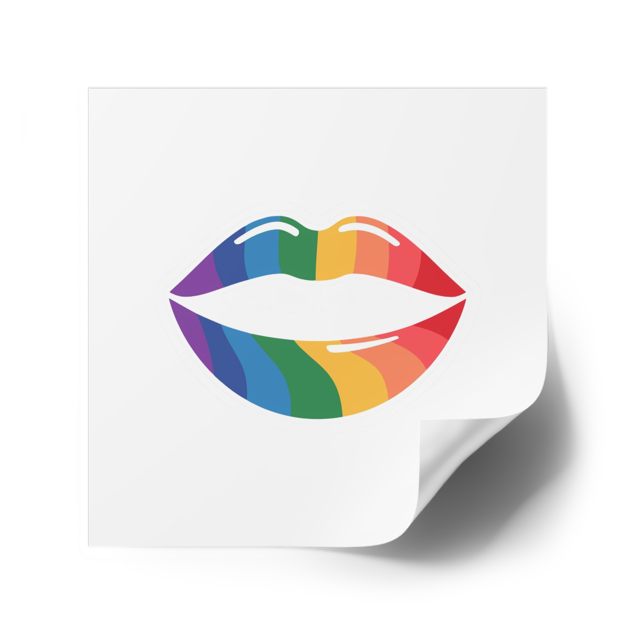 Rainbow Lips Illustration Laminate Stickers Square - Image 42