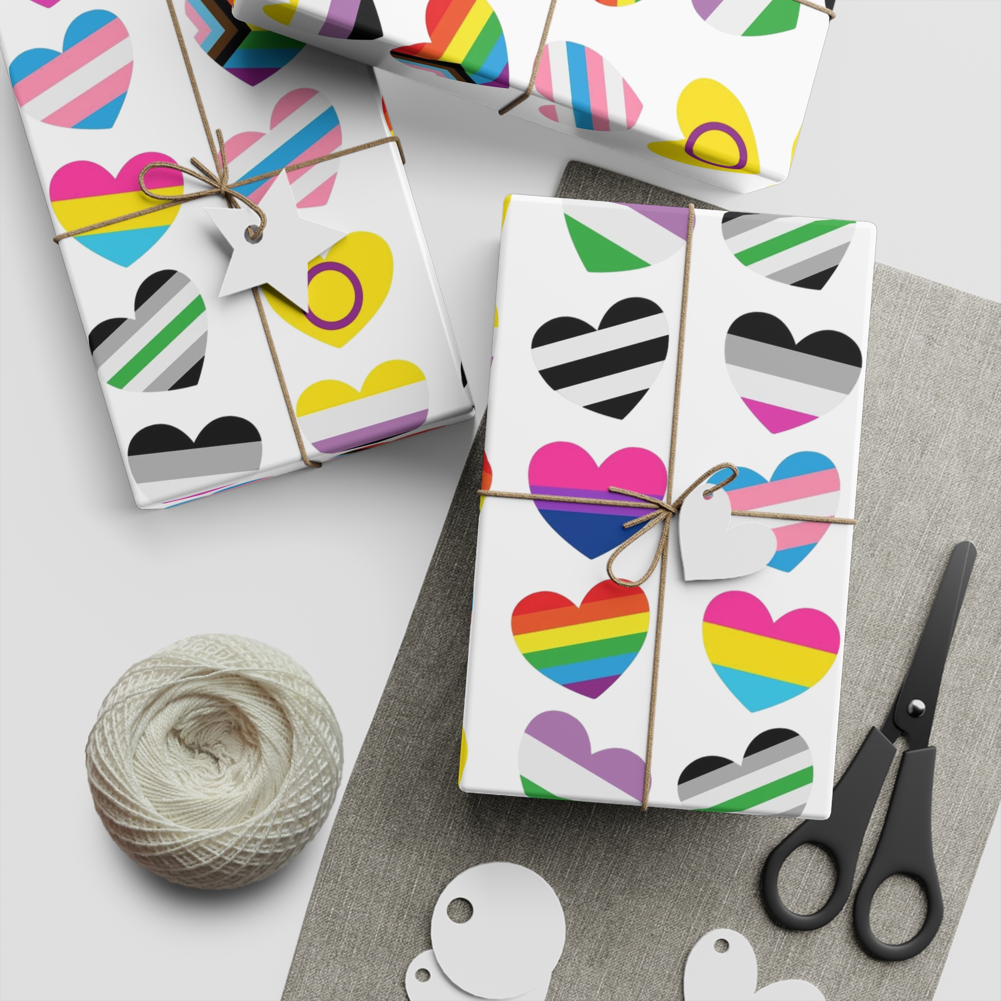 Vector Seamless Pattern Gender Lgbt Flag Heart (1) Gift Wrapping Paper Sheets 1pc - Image 2