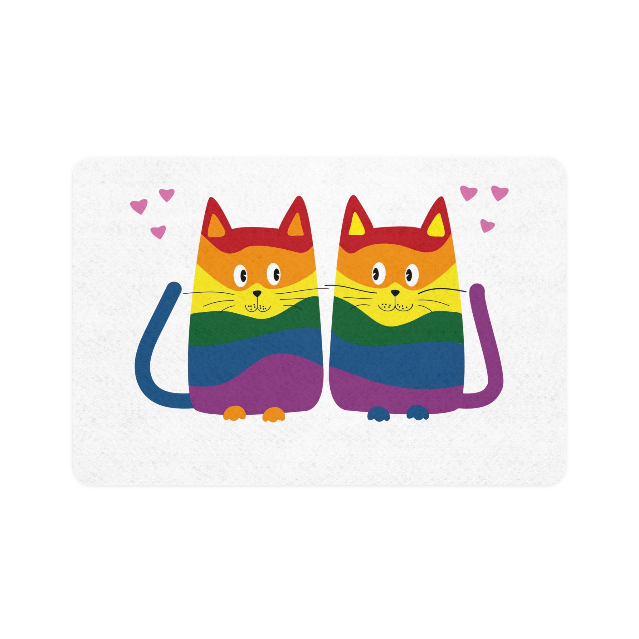 Family Cats With Child Happy Parents Cats Romantic Couple Pet Food Mat 12x18
