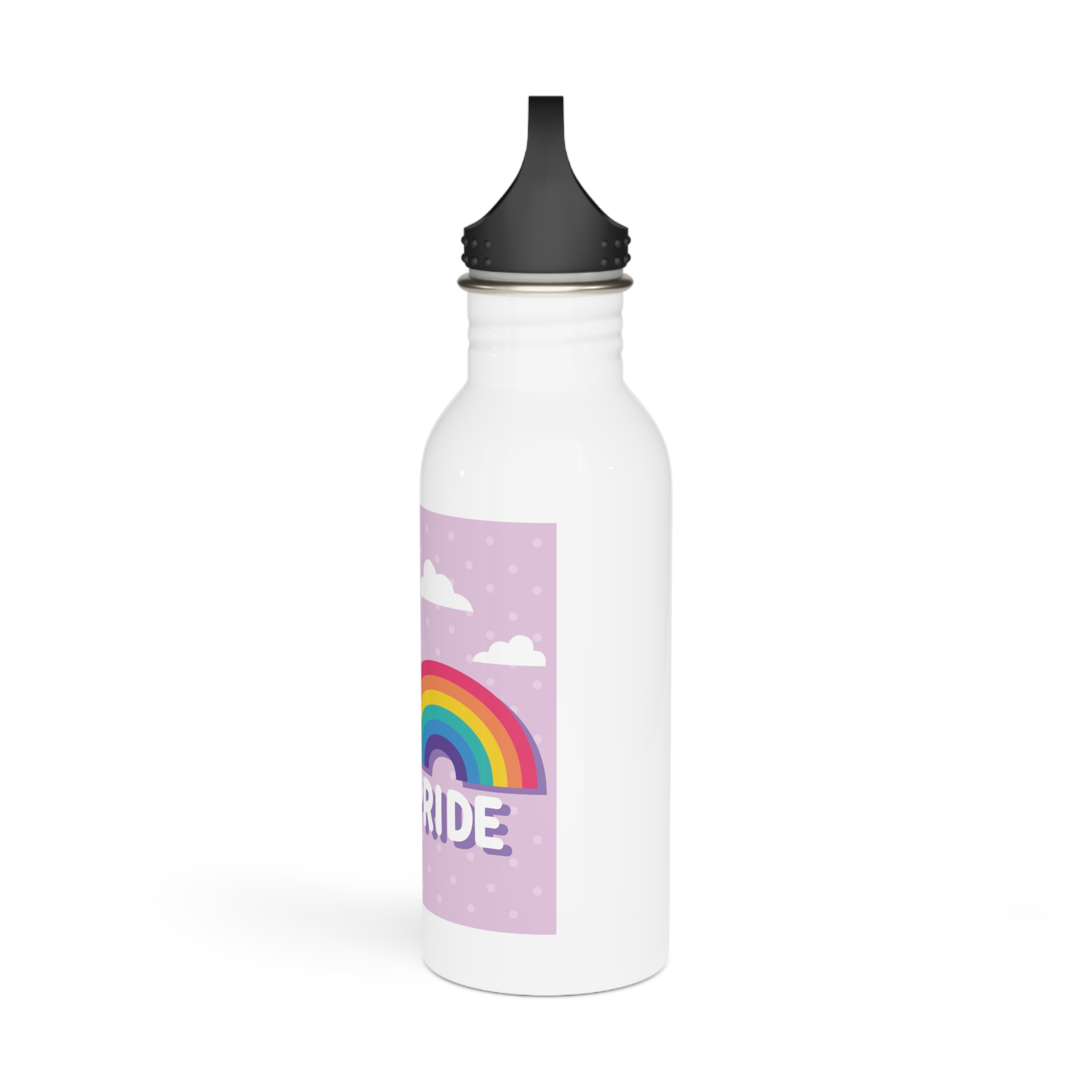 Pride Lettering With Rainbow Card Stainless Steel Water Bottle - Image 4