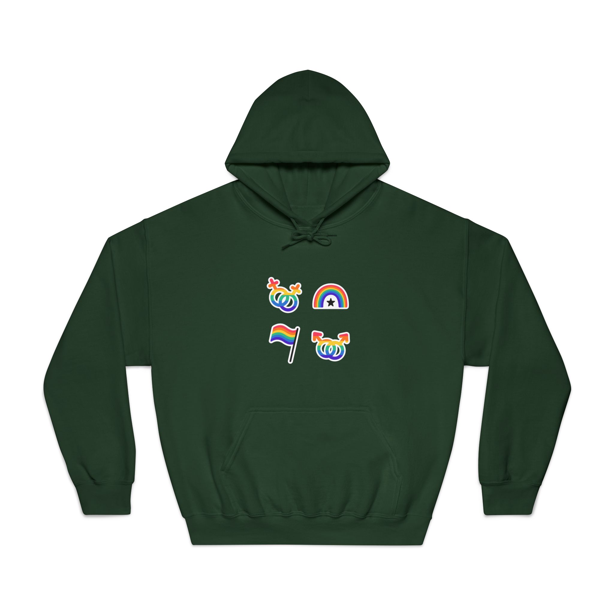 Lgbt Stickers Doodle Style Lgbtq Set Lgbt Pride Community Symbols Rainbow Colored Elements Flag Heart Rainbow Unisex Dryblend Hooded Sweatshirt - Image 21