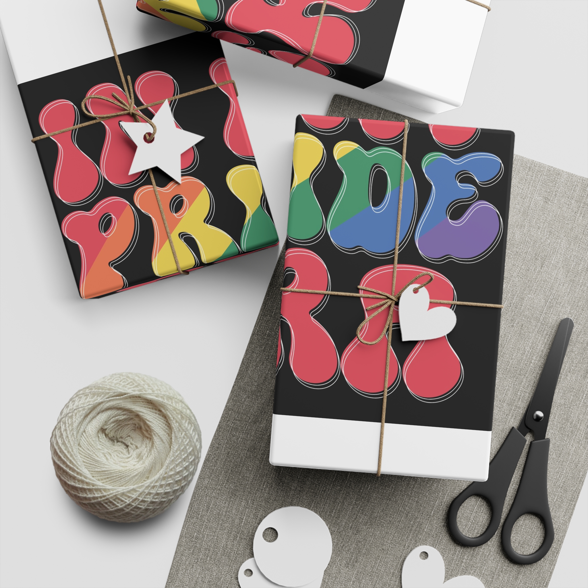 Word I My Rainbow Gift Wrapping Paper Sheets 1pc - Image 2