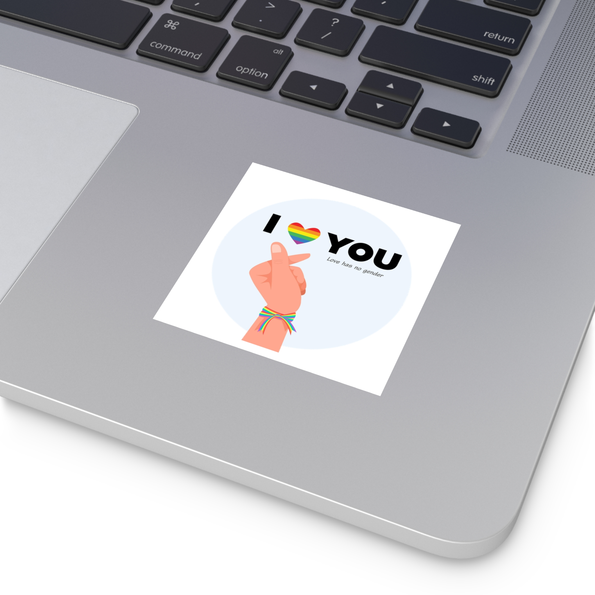 Inspirational Homosexual Pride Poster With Rainbow Heart Laminate Stickers Square - Image 3