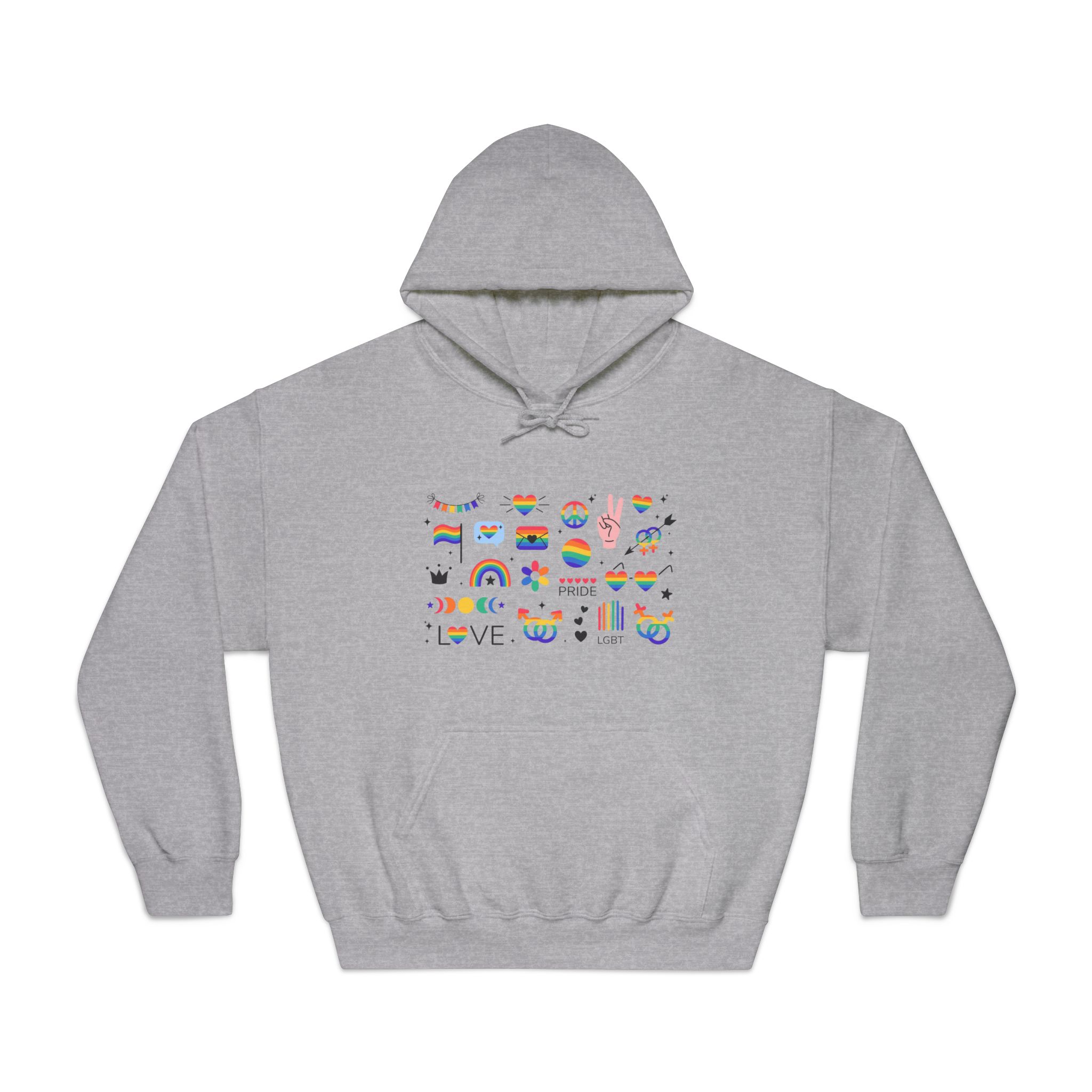 Lgbt Stickers Pack Doodle Style Lgbtq Set Lgbt Pride Community Symbols Rainbow Colored Element Unisex Dryblend Hooded Sweatshirt - Image 13