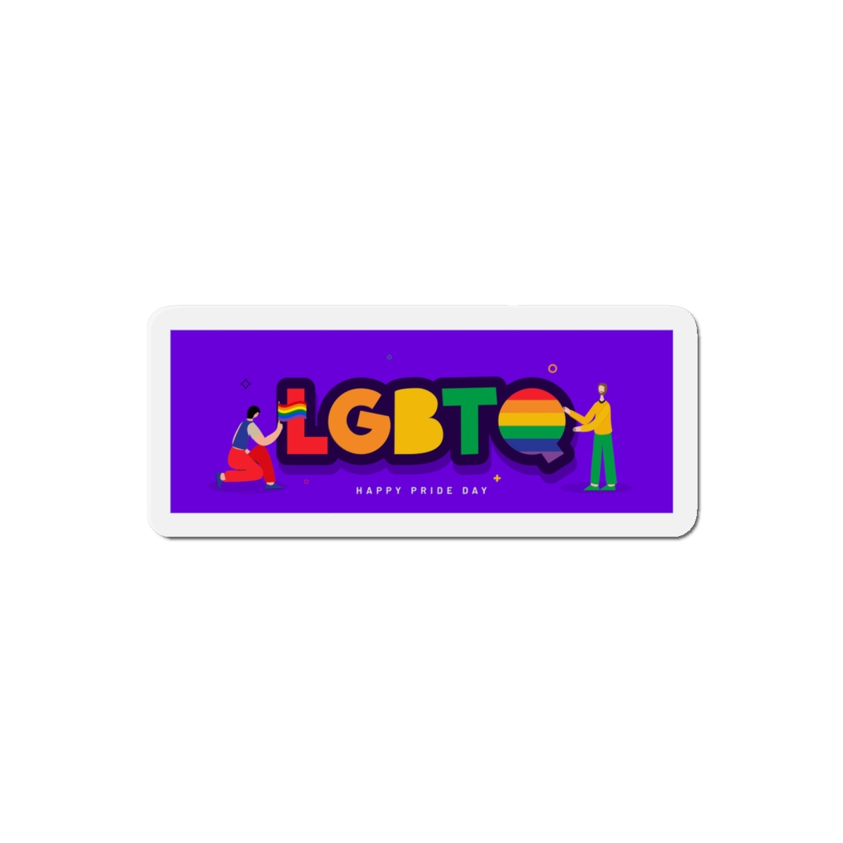 Lgbtq Community Banner Design With Illustration Gay Couple Die Cut Magnets - Image 13