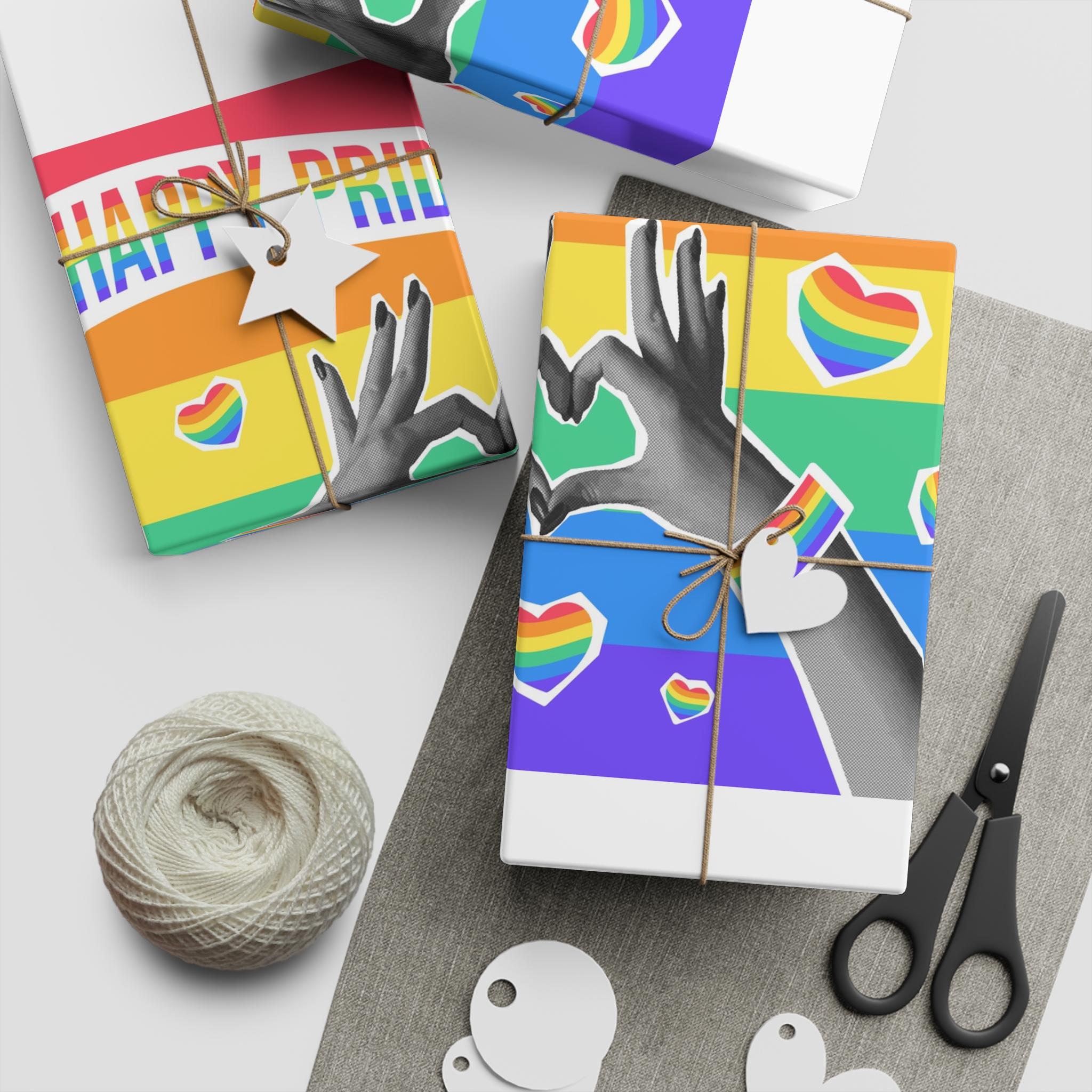 Lgbtq Pride Month Card Y2k Style Trendy Retro Collage Halftone Hands Gift Wrapping Paper Sheets 1pc - Image 2