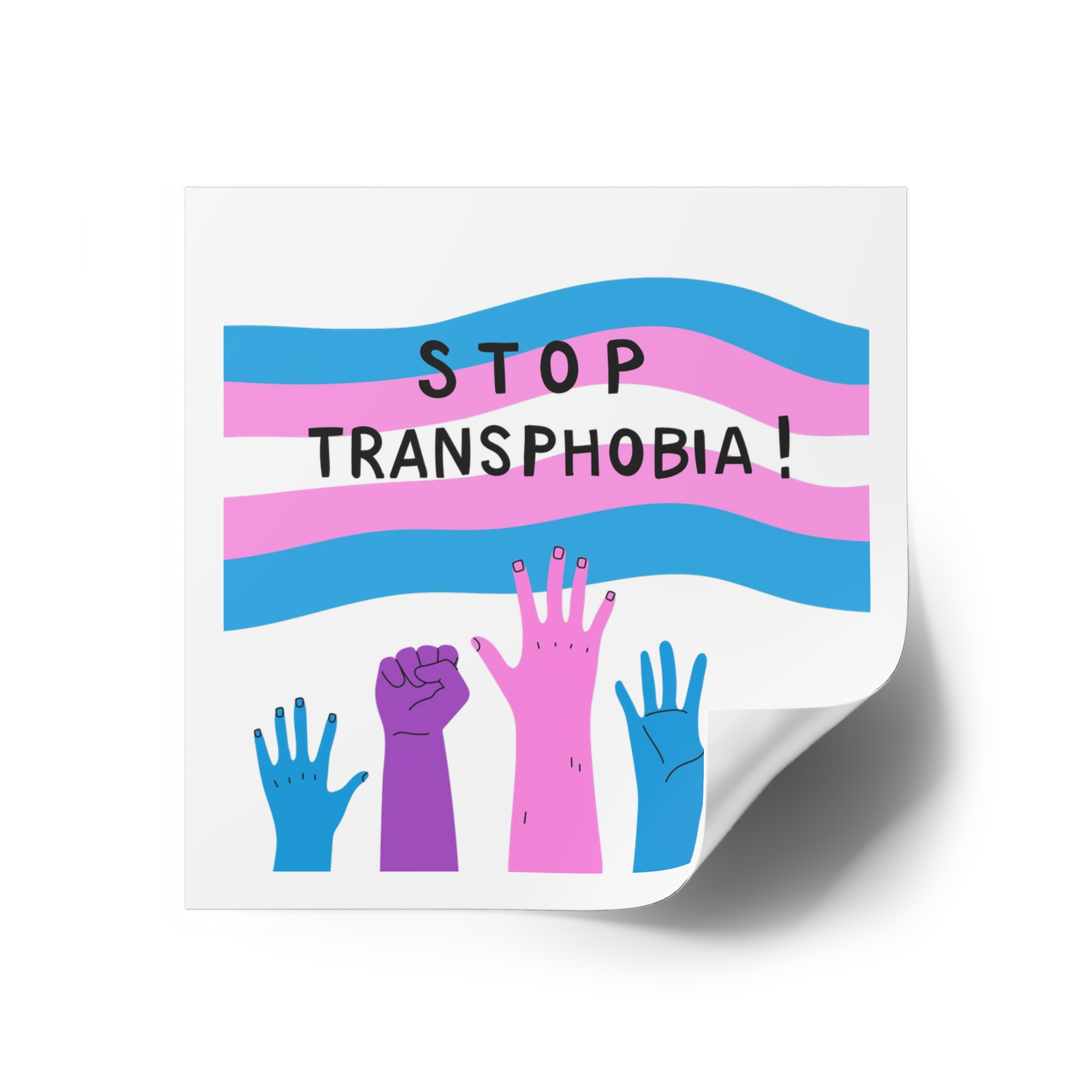 Hand Drawn Stop Transphobia Concept Illustration Laminate Stickers Square - Image 30