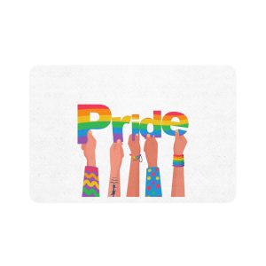 Happy Pride Day Colored Letters Hands Gay Bisexuals Freedom Fighters Pet Food Mat 12x18