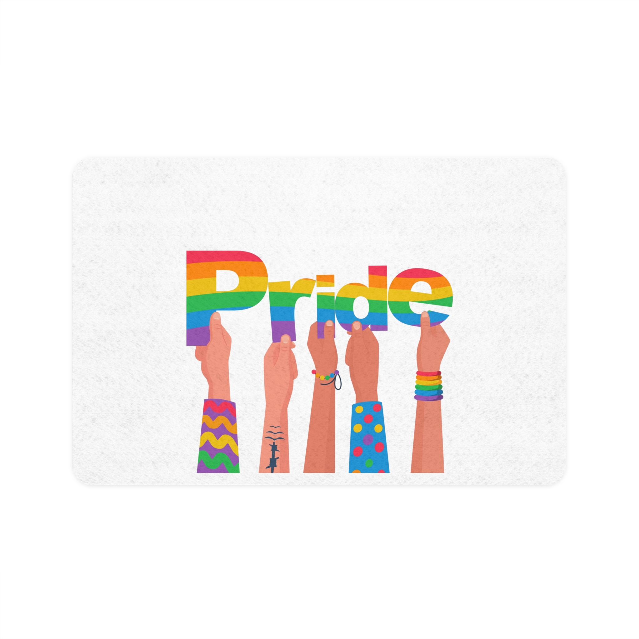 Happy Pride Day Colored Letters Hands Gay Bisexuals Freedom Fighters Pet Food Mat 12x18