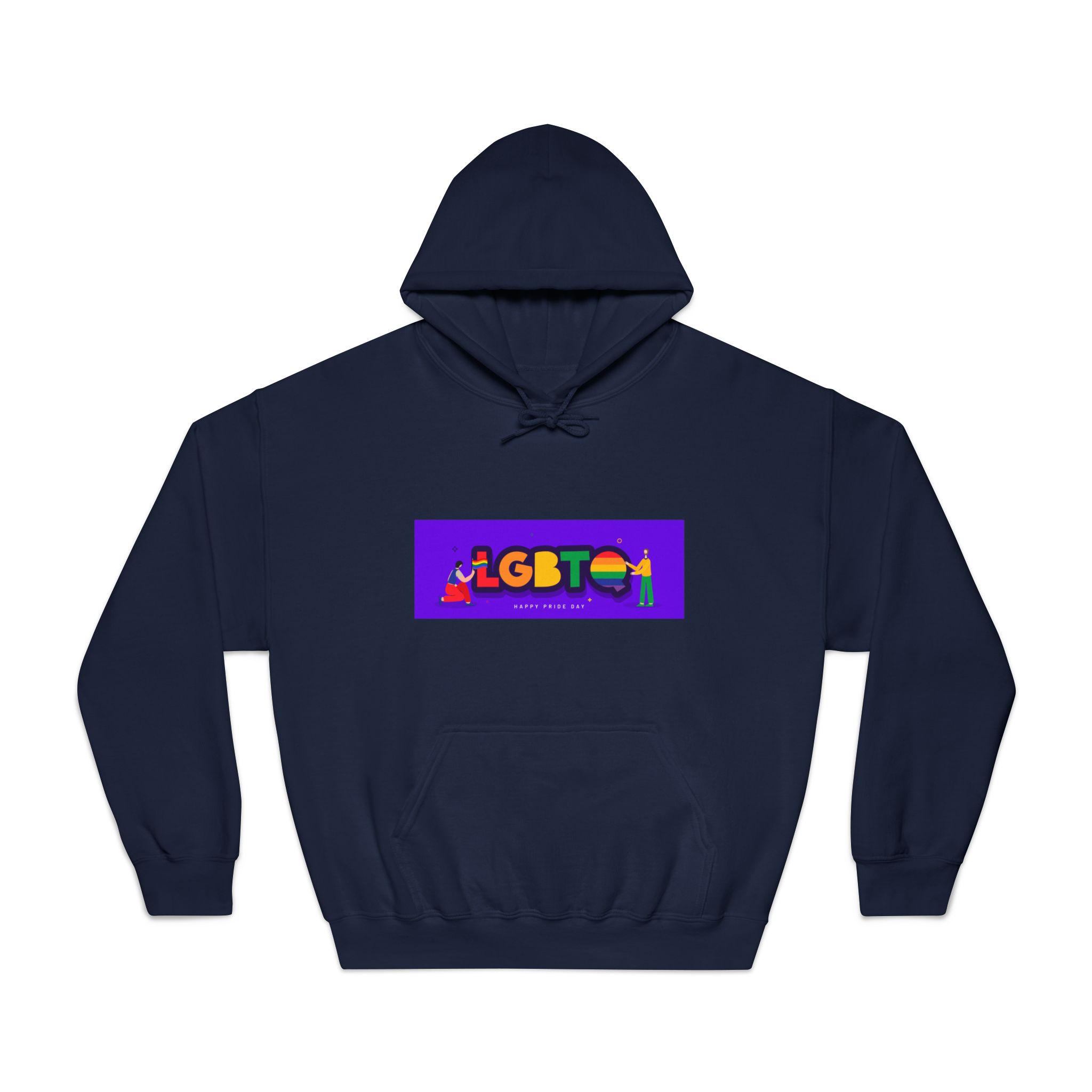 Lgbtq Community Banner Design With Illustration Gay Couple Unisex Dryblend Hooded Sweatshirt - Image 29