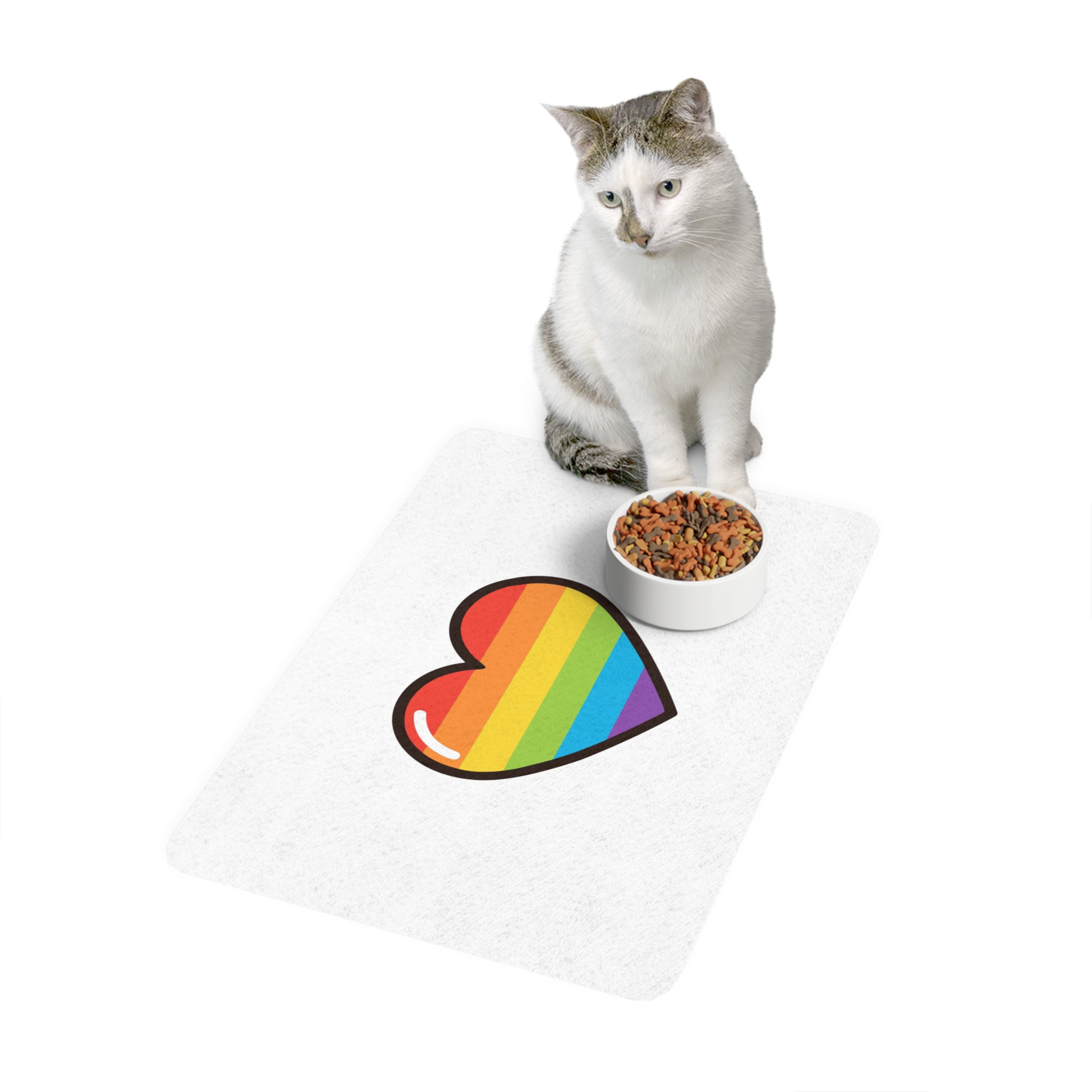 Lgbtq Pride Rainbow Heart Icon Pet Food Mat 12x18 - Image 3
