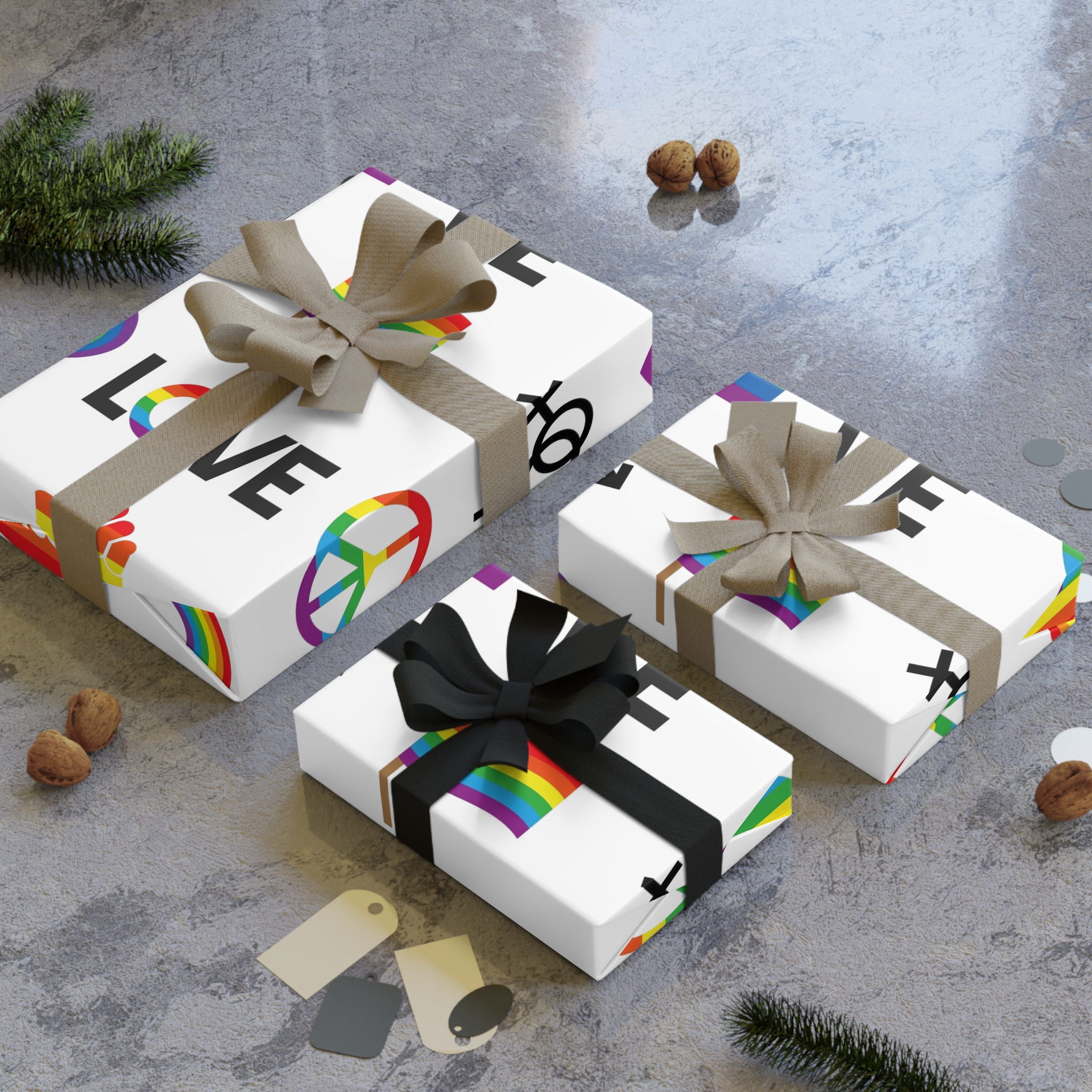 Vector Set Lgbt Homosexual Rainbow Flag Gift Wrapping Paper Rolls 1pc - Image 4