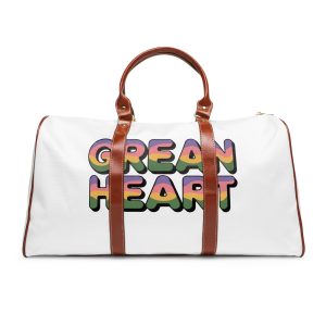 Green Heart Colorful Typography Waterproof Travel Bag