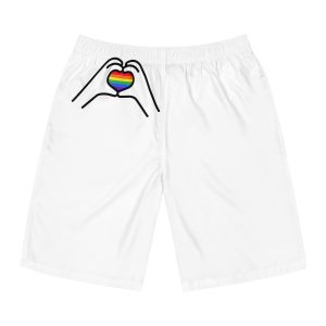Lgbt Concept Heart Colors Lgbtq Flag Love Is Love Shape Heart Icon Lgbt Mens Board Shorts Aop