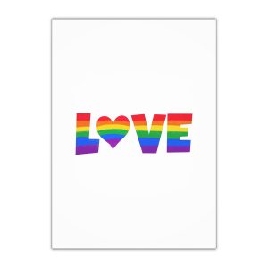 Word Love Colored Rainbow Lgbtq Gay Pride Flag Colors With Heart Shape Vector Lettering Lgbt History Month Pencil Crayon Textured Isolated Love Is Love Concept Gift Wrapping Paper Sheets 1pc