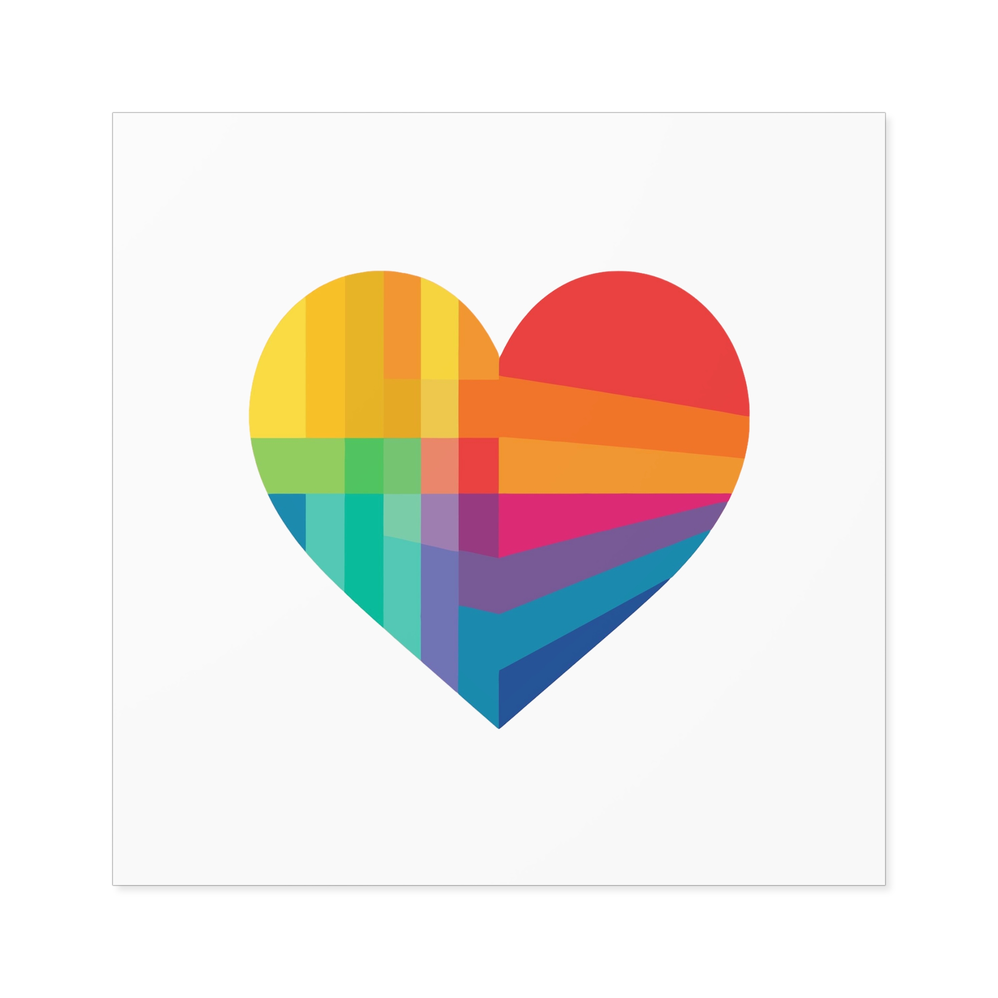 Heart Shape Rainbow Colors Laminate Stickers Square - Image 77