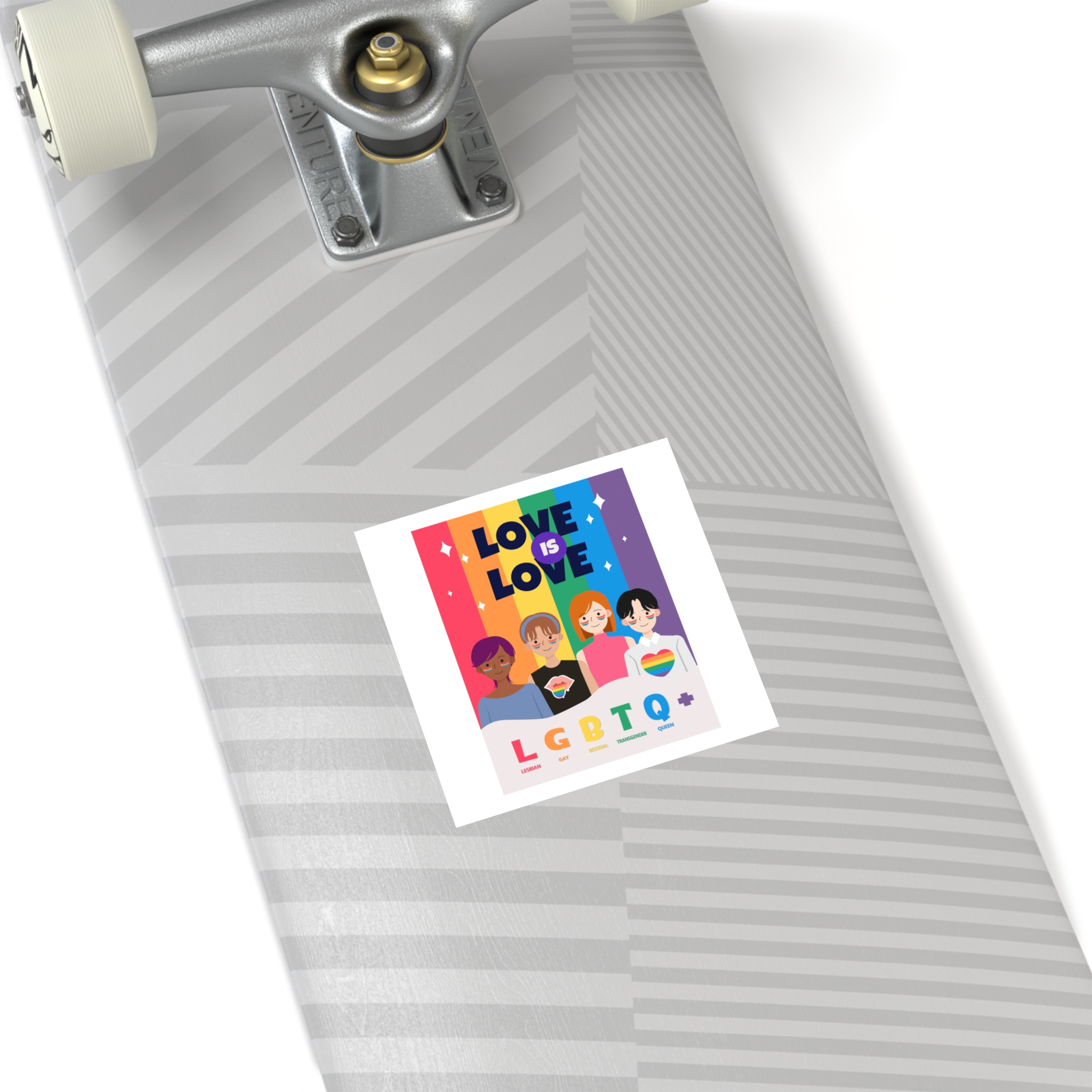 Lgbtq Pride Month Poster Vector With Diverse Characters Rainbow Celebrate Love Inclusivity Laminate Stickers Square - Image 20
